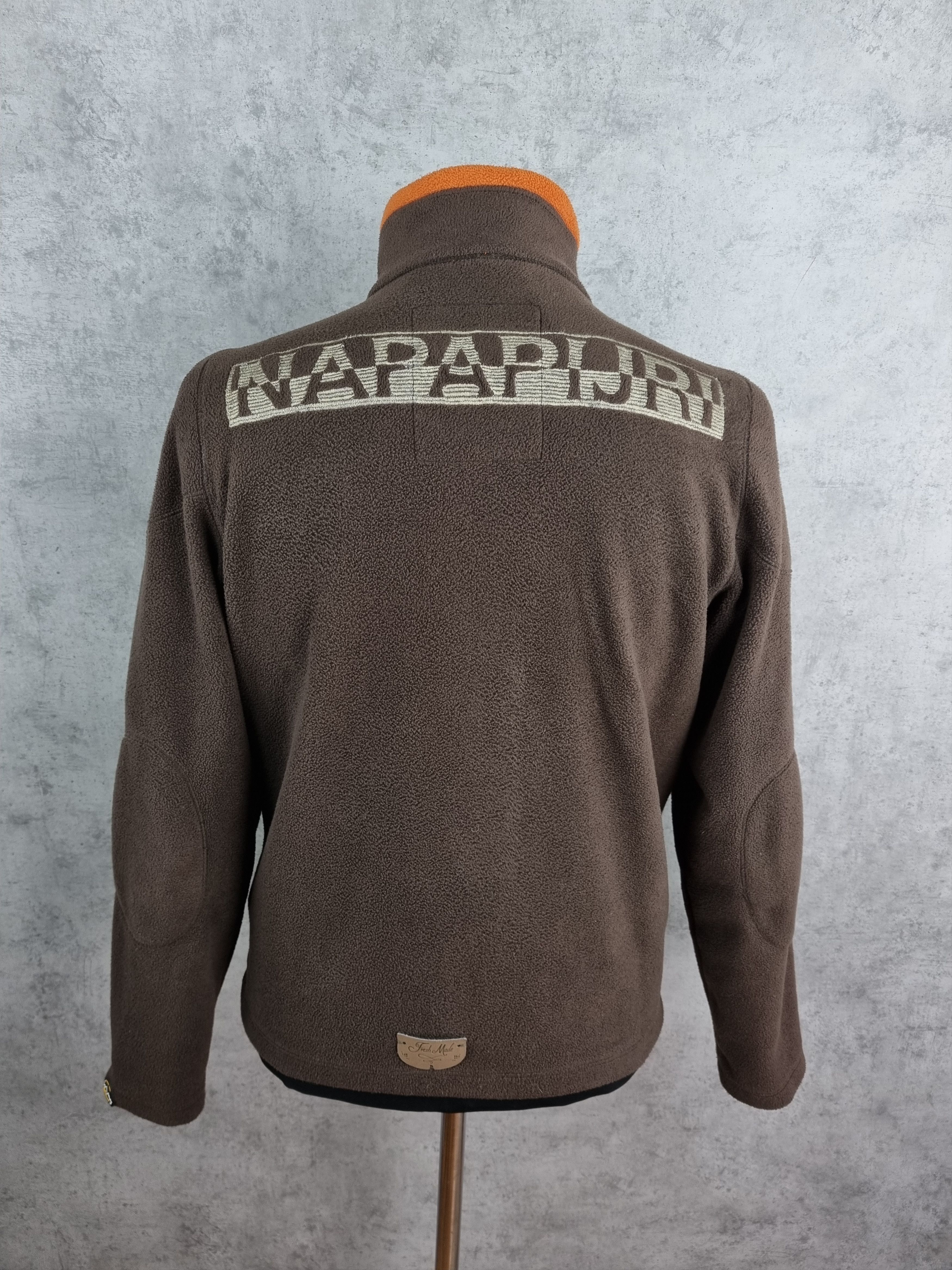 Napapijri × Vintage 90s Rare NAPAPIJRI Big Logo Brown Fleece zip up Size US M / EU 48-50 / 2 - 6 Thumbnail