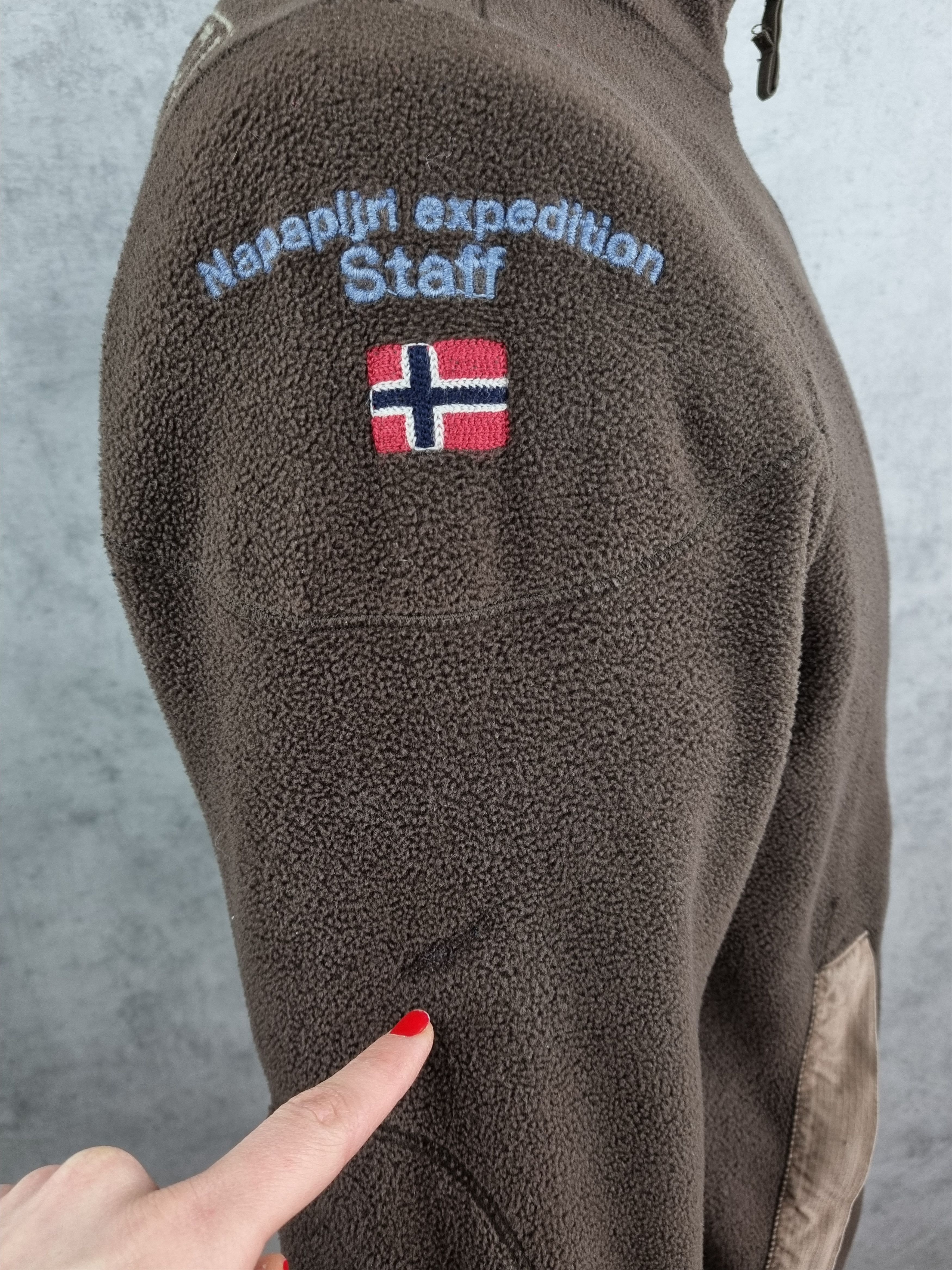 Napapijri × Vintage 90s Rare NAPAPIJRI Big Logo Brown Fleece zip up Size US M / EU 48-50 / 2 - 9 Thumbnail