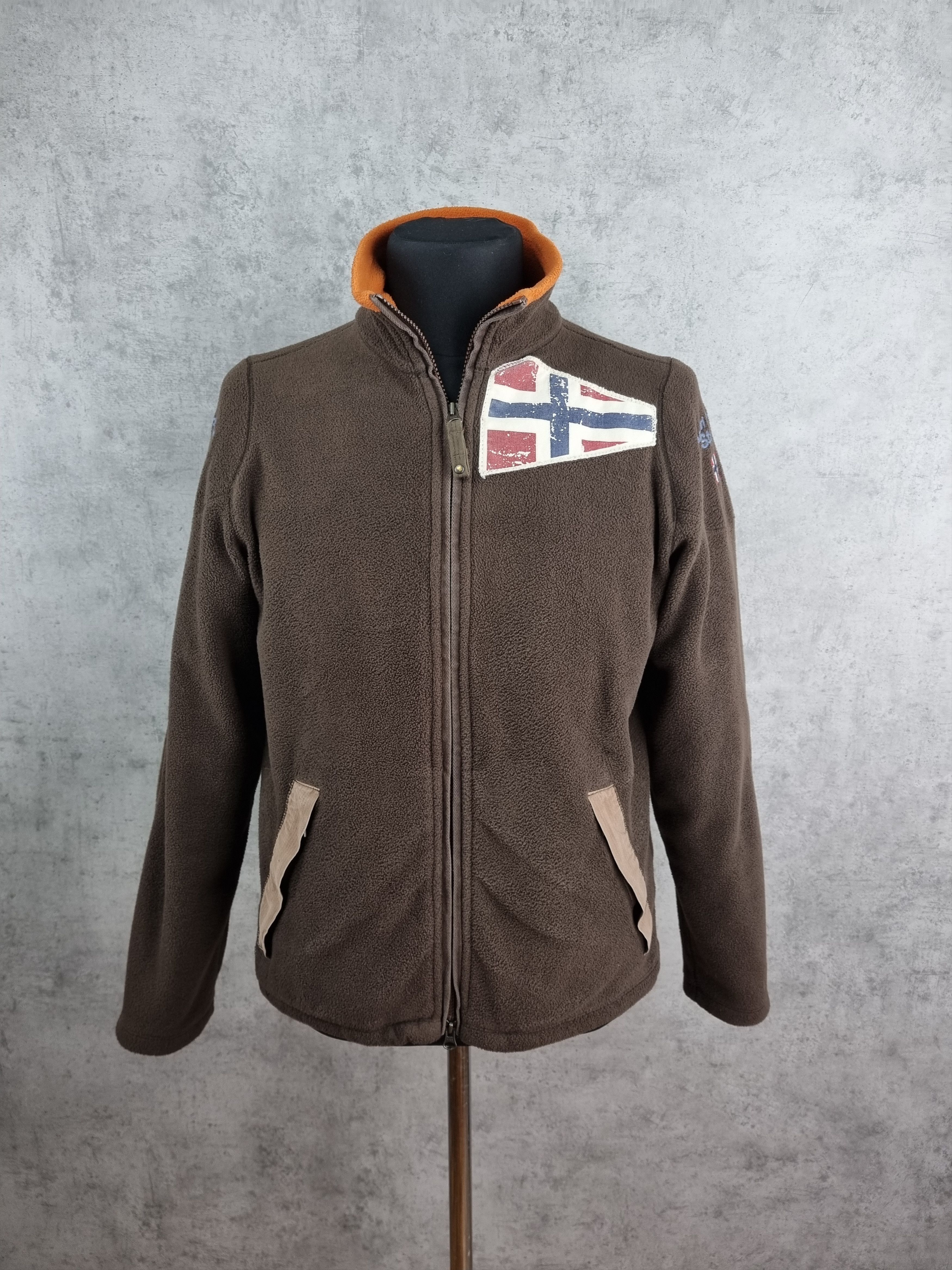Napapijri × Vintage 90s Rare NAPAPIJRI Big Logo Brown Fleece zip up Size US M / EU 48-50 / 2 - 8 Thumbnail
