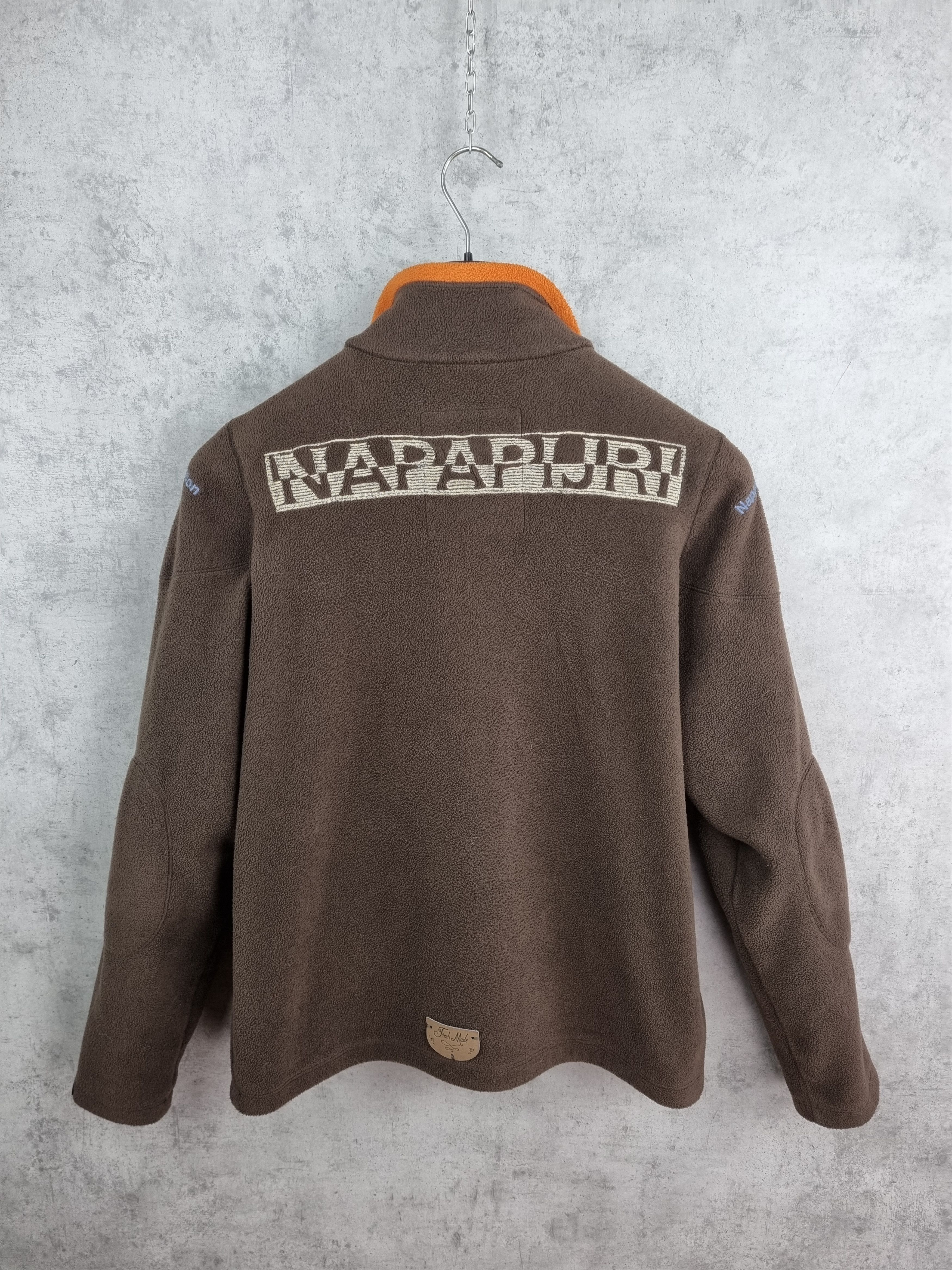 Napapijri × Vintage 90s Rare NAPAPIJRI Big Logo Brown Fleece zip up Size US M / EU 48-50 / 2 - 2 Thumbnail