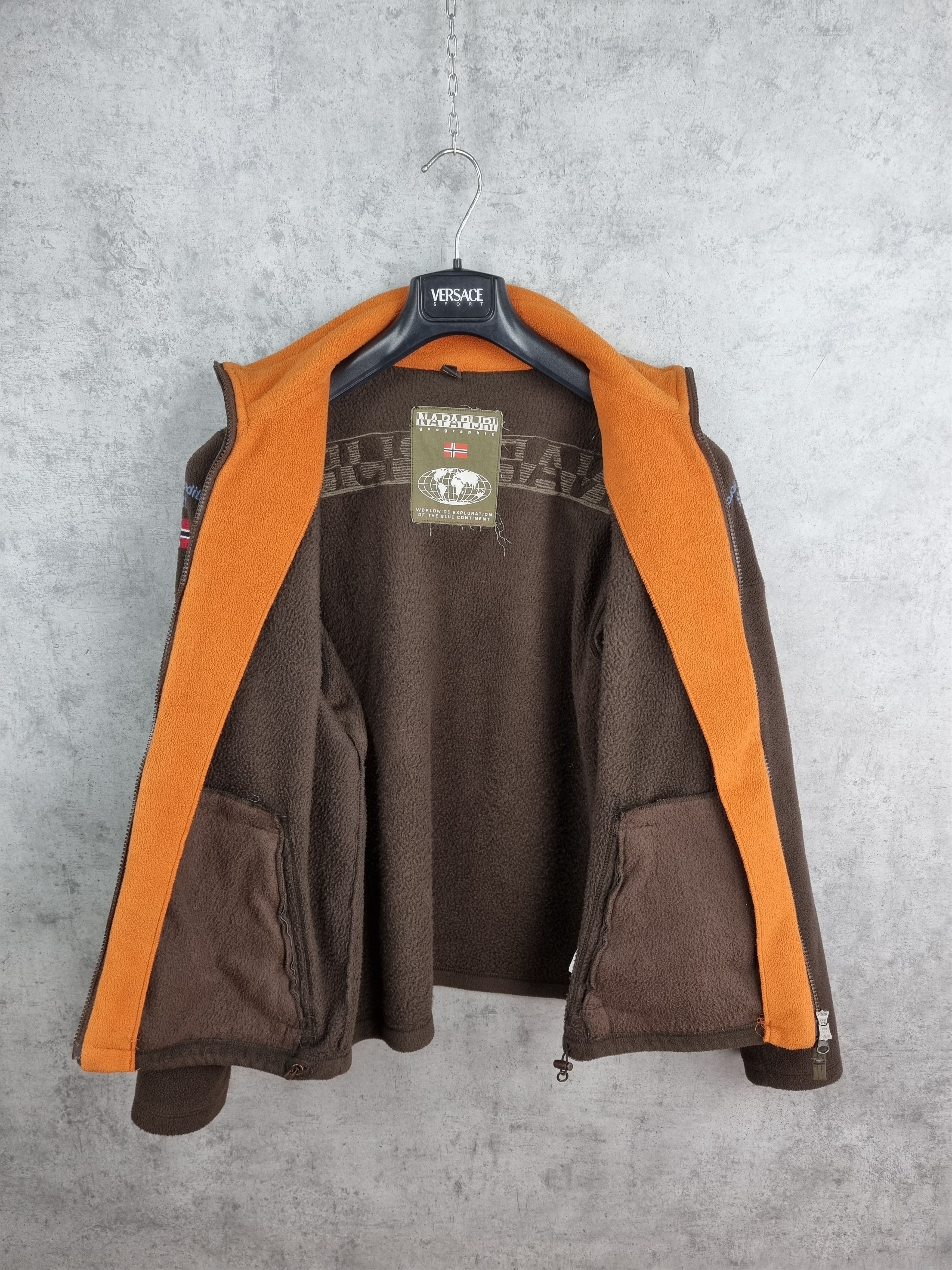 Napapijri × Vintage 90s Rare NAPAPIJRI Big Logo Brown Fleece zip up Size US M / EU 48-50 / 2 - 7 Thumbnail