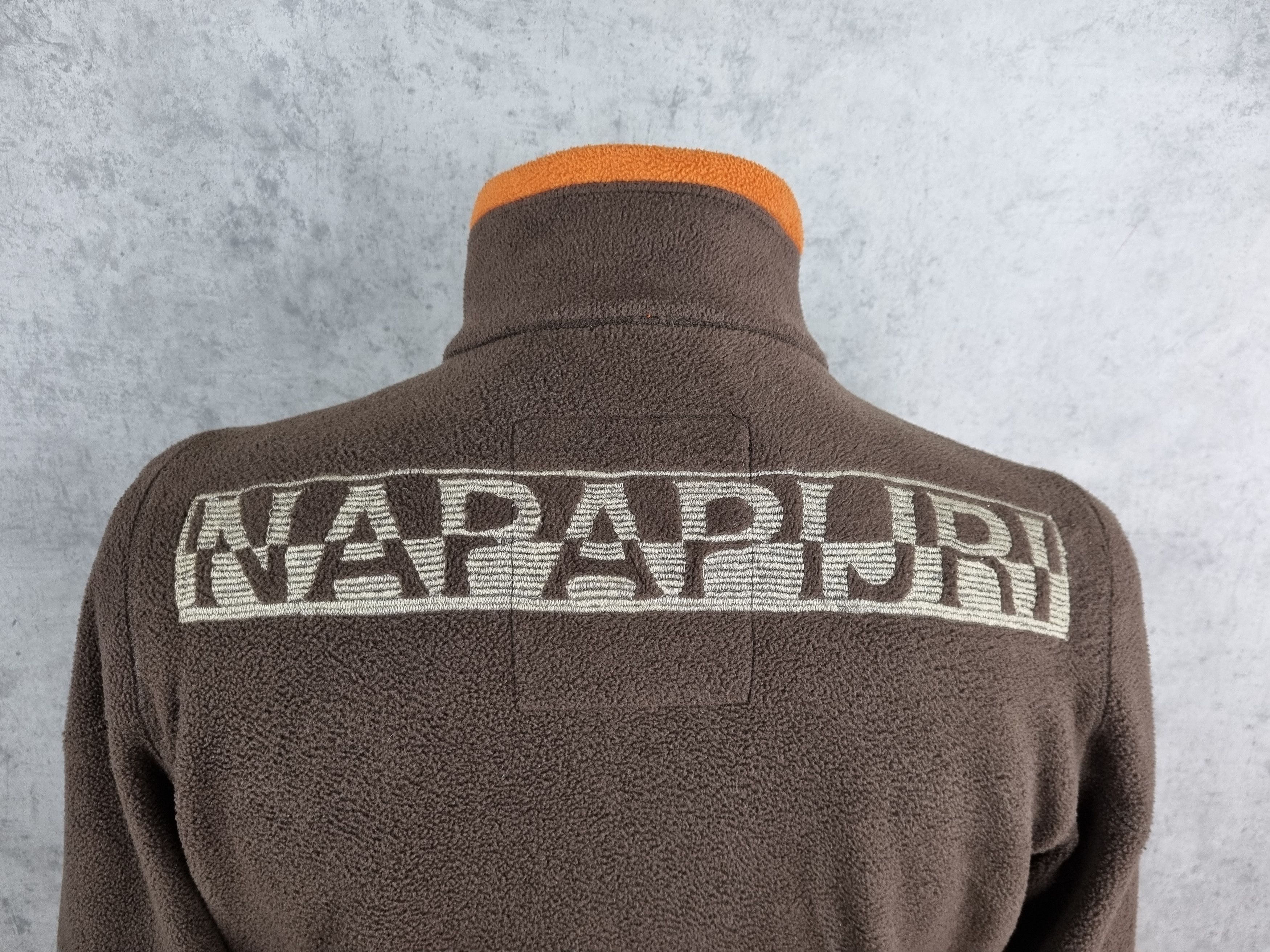 Napapijri × Vintage 90s Rare NAPAPIJRI Big Logo Brown Fleece zip up Size US M / EU 48-50 / 2 - 3 Thumbnail