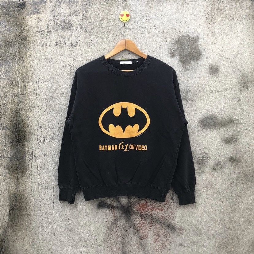 image of 80's Batman Sweatshirt 1989 Warner Bros in Black, Men's (Size Medium)