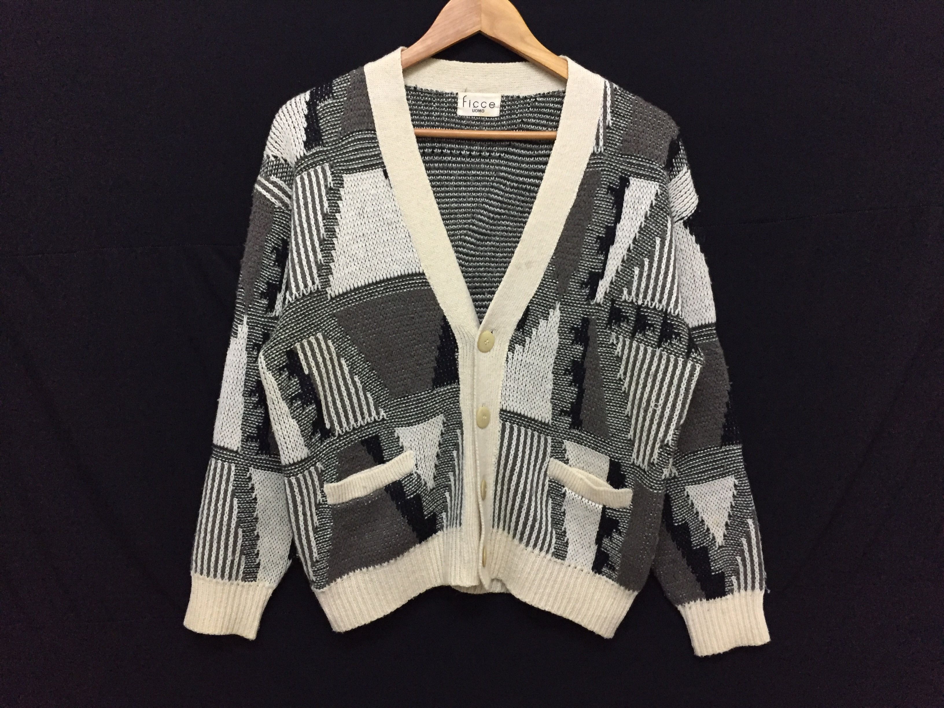 Yoshiyuki Konishi 80's FICCE Abstract cable knit wool knit Size US M / EU 48-50 / 2 - 3 Thumbnail