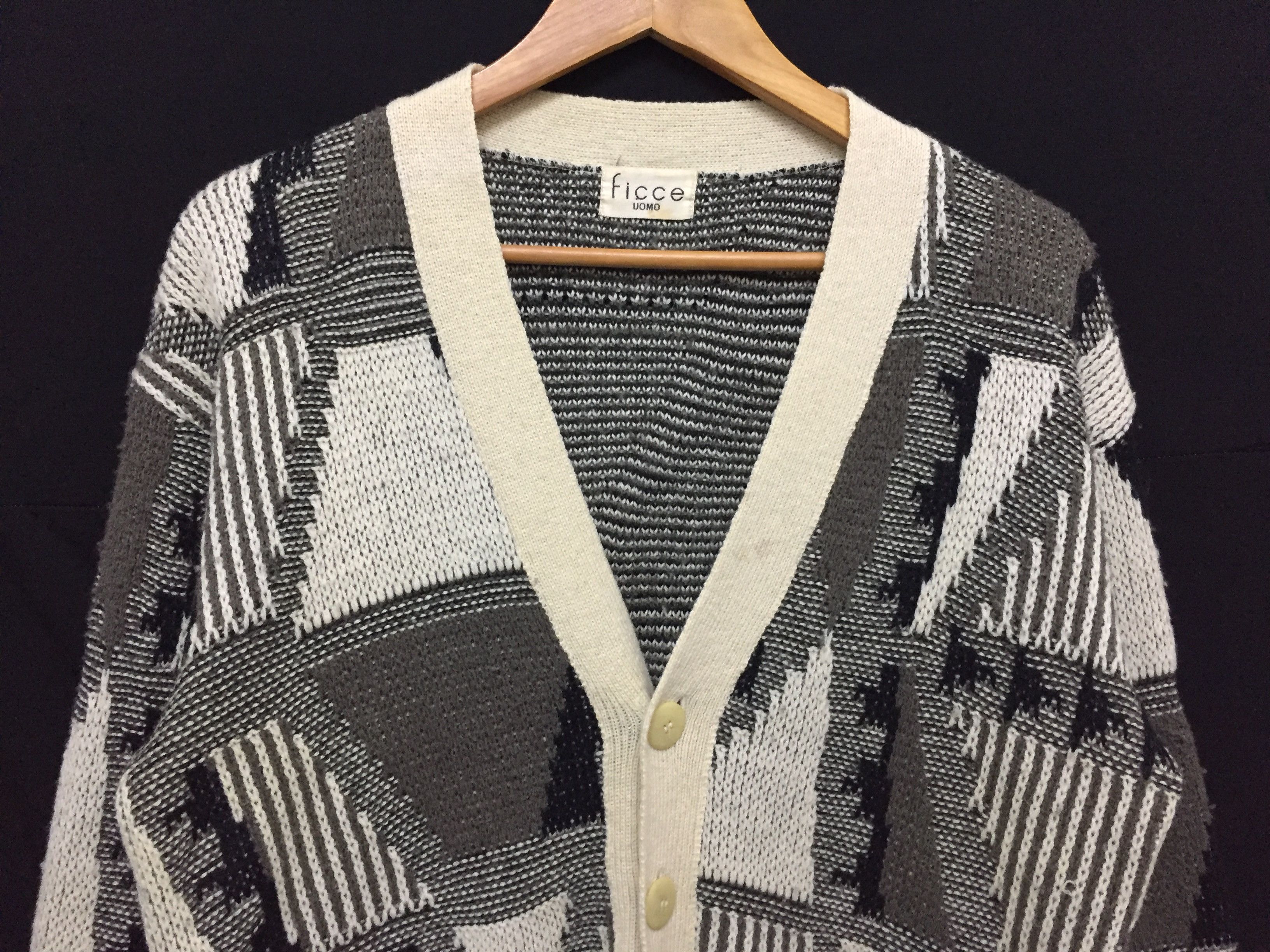 Yoshiyuki Konishi 80's FICCE Abstract cable knit wool knit Size US M / EU 48-50 / 2 - 5 Thumbnail