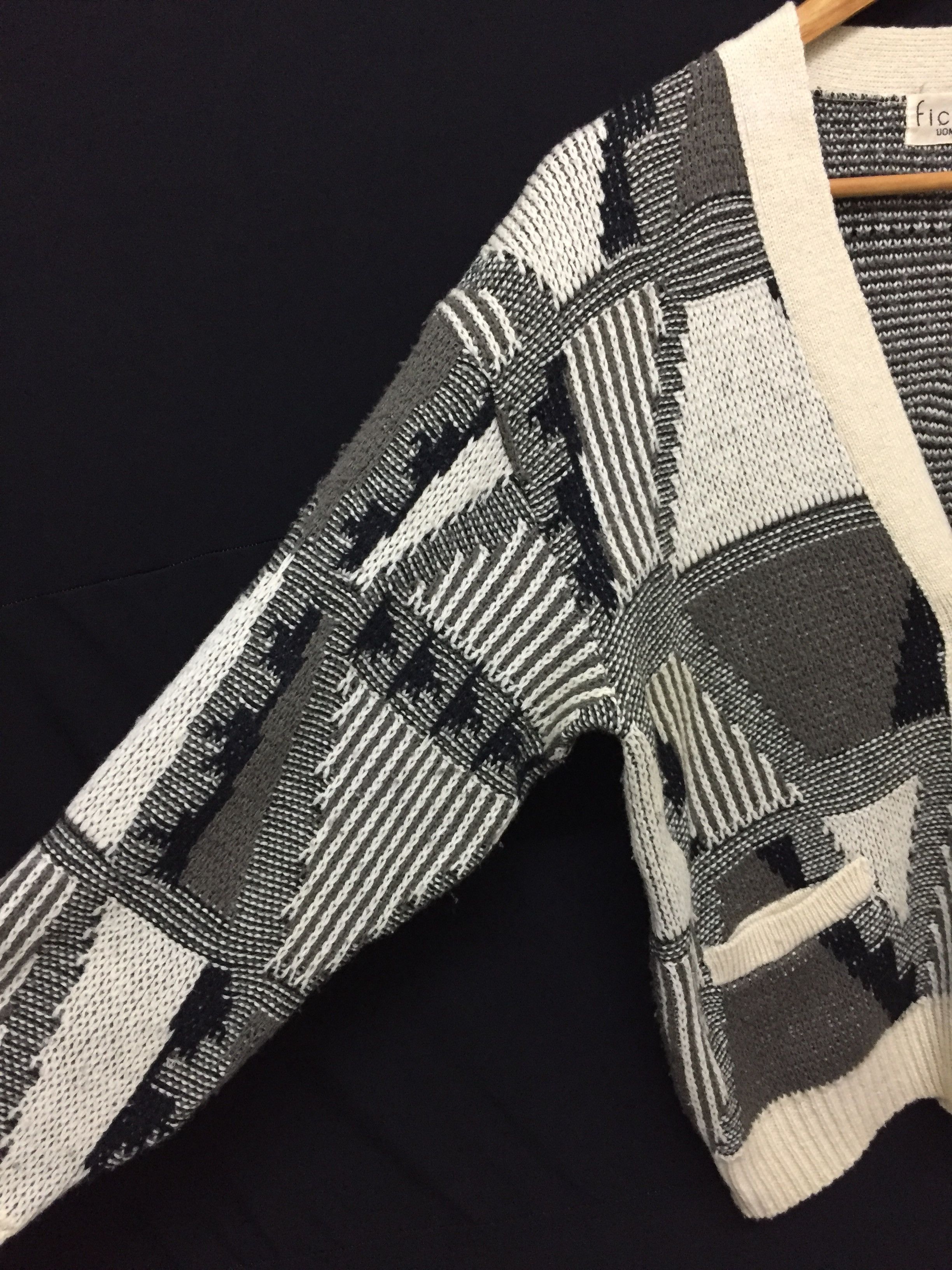 Yoshiyuki Konishi 80's FICCE Abstract cable knit wool knit Size US M / EU 48-50 / 2 - 7 Thumbnail