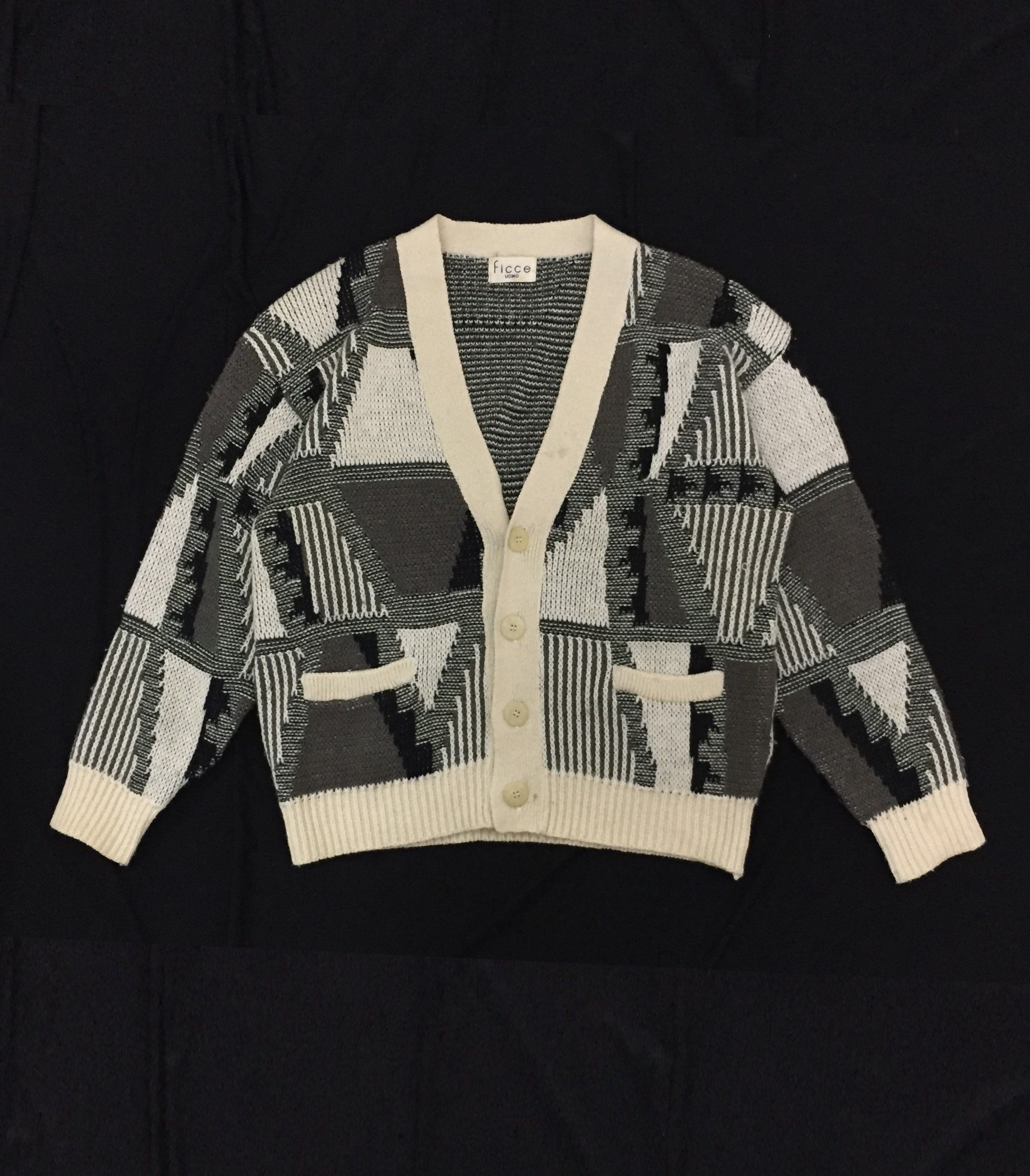 Yoshiyuki Konishi 80's FICCE Abstract cable knit wool knit Size US M / EU 48-50 / 2 - 2 Thumbnail