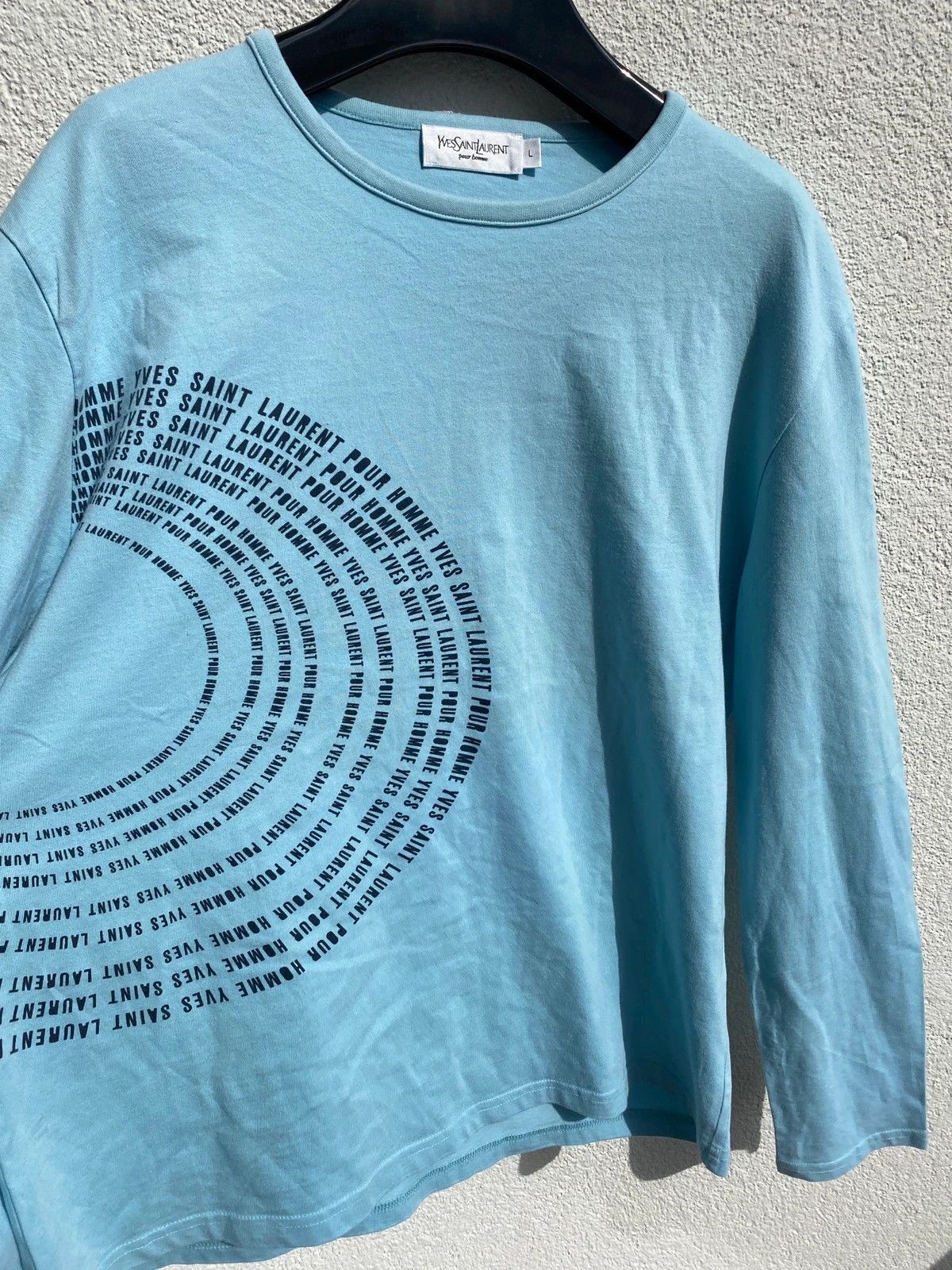 image of YVES Saint Laurent Mint YSL Longsleeve YSL Shirt YSL Sweatshirt in Mint Blue, Men's (Size Large)