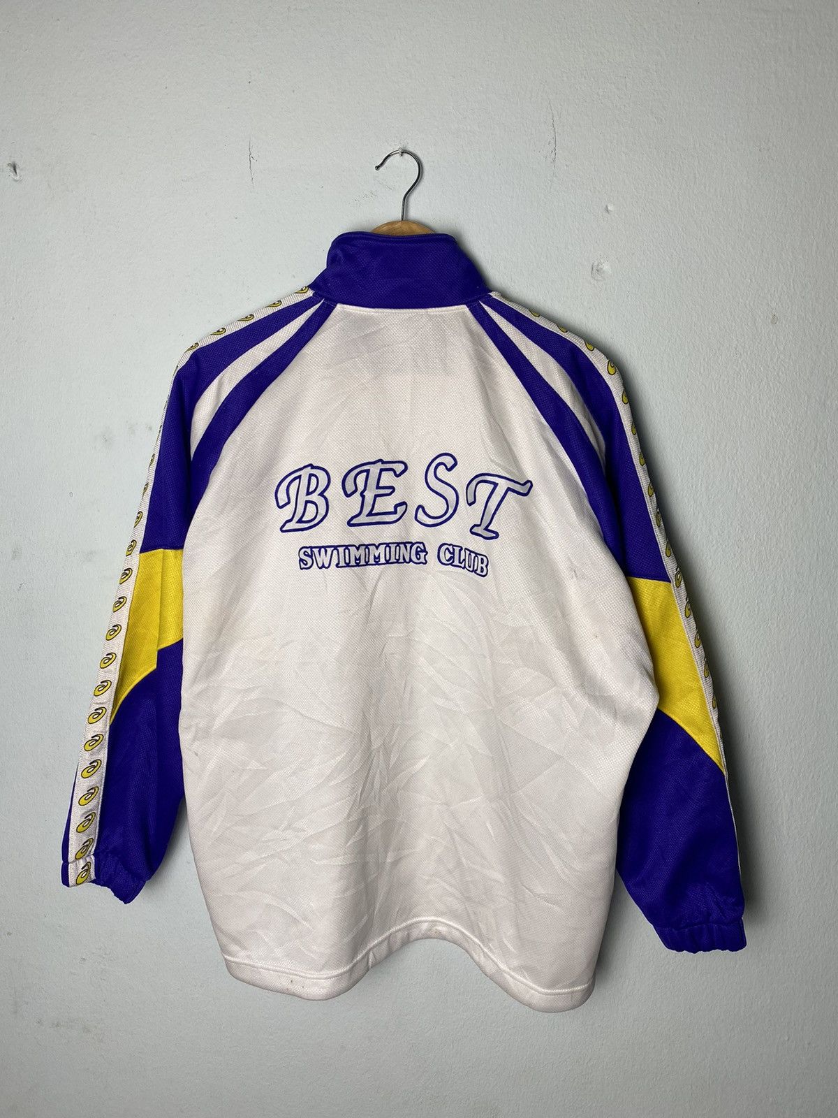 Asics × Vintage Vintage Asics Best Swimming Club Side Tape Track Jacket Size US L / EU 52-54 / 3 - 10 Thumbnail