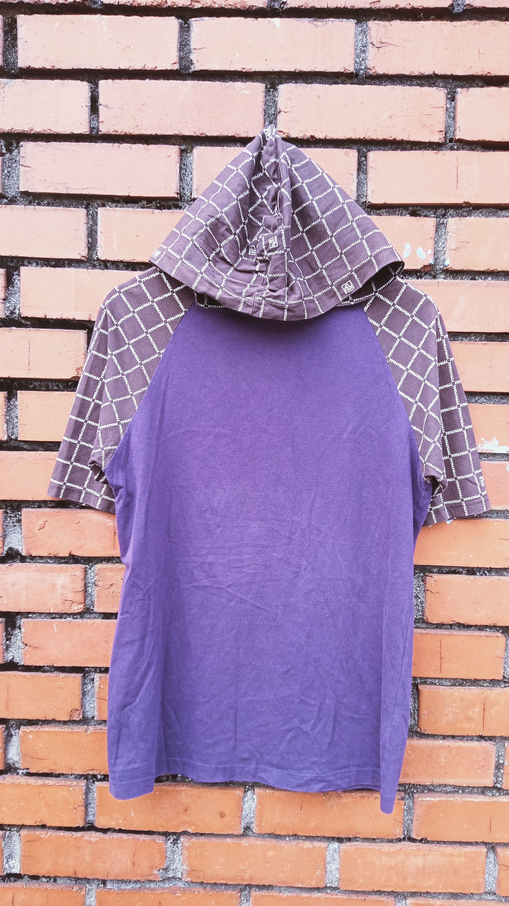 image of Ppfm Monogram Raglan Hoodies Shirt in Purple Brown, Men's (Size Medium)