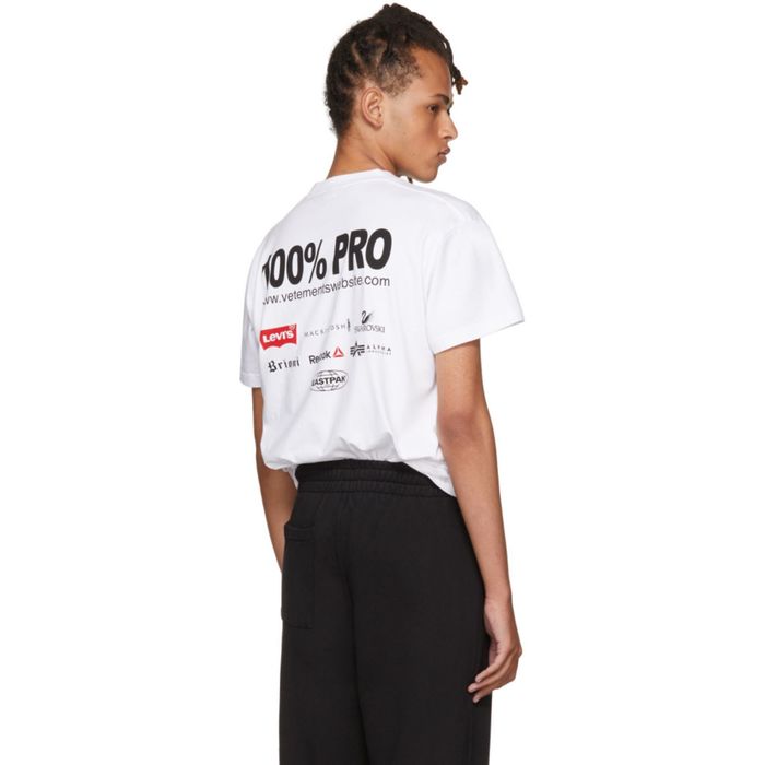 Vetements White '100% Pro' Standard T-Shirt | Grailed