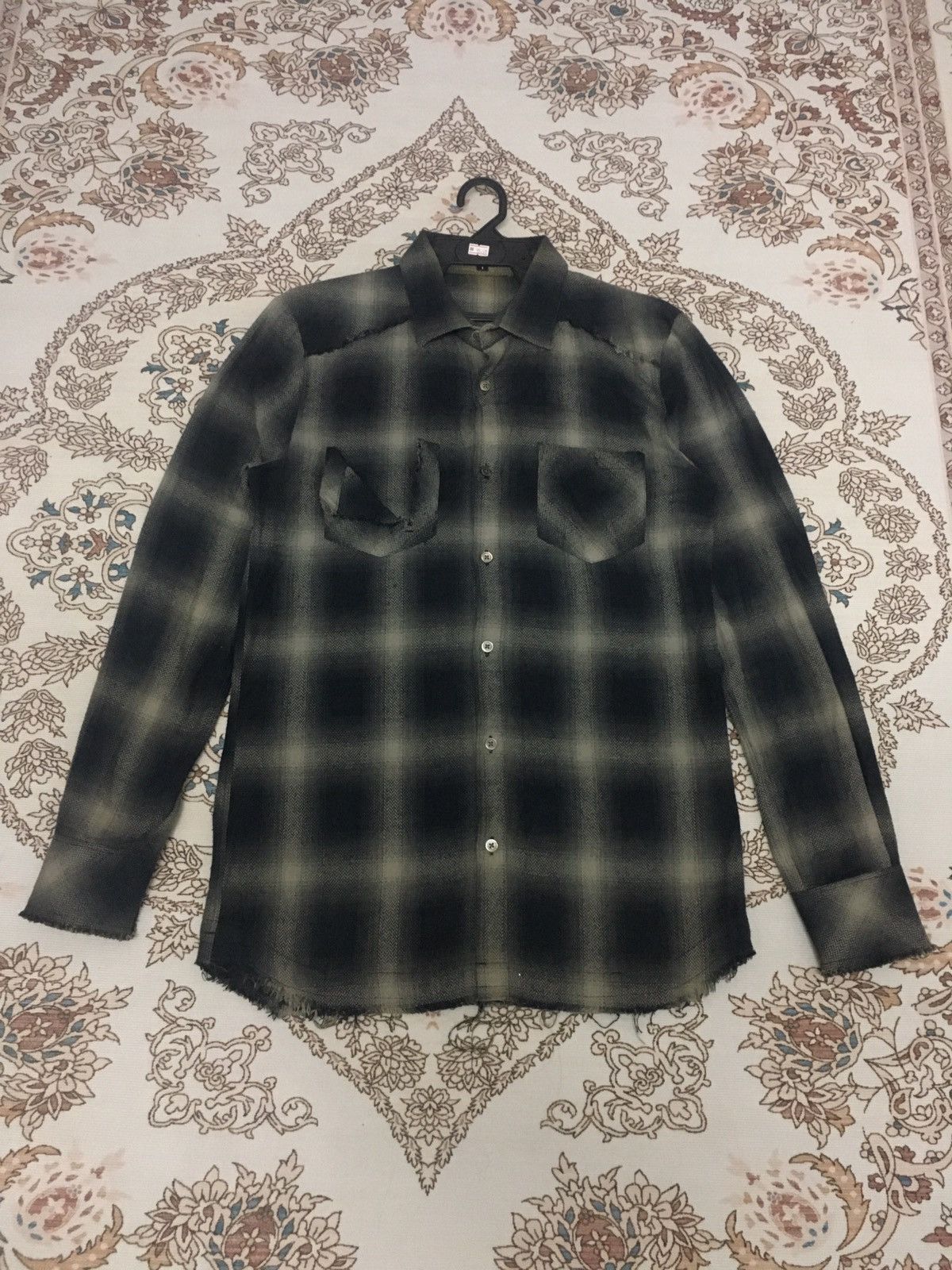 image of vintage No Id Thrashed Flannel in Black, Men's (Size Medium)