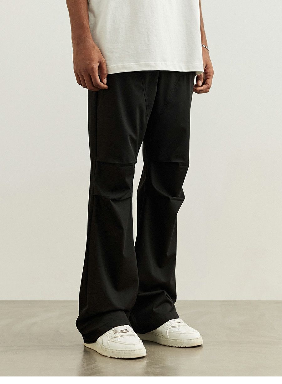 pleated utility yuppie patchwork flared pants