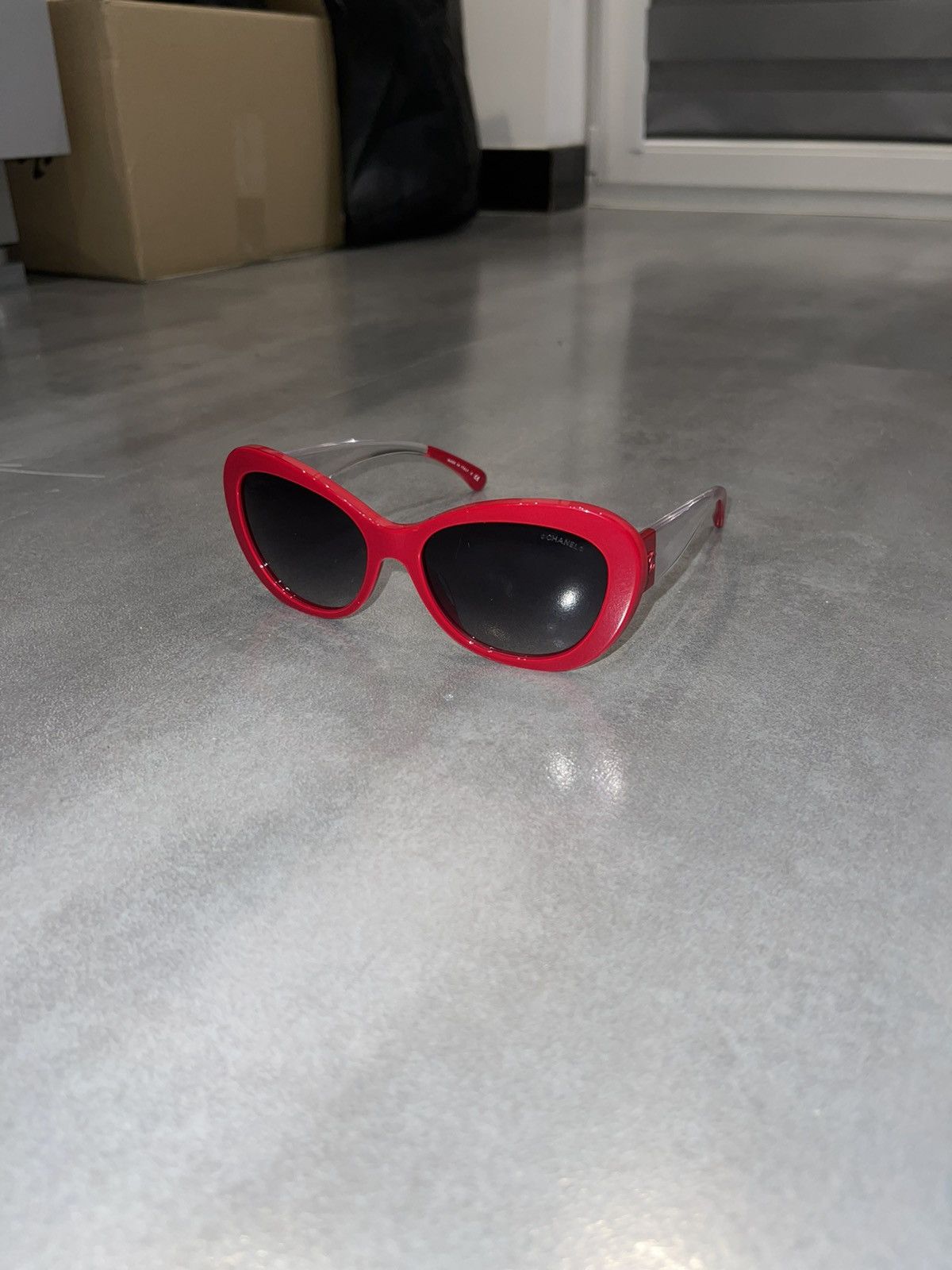 image of Chanel 5264 C.1343/s6 Red Transparent Cobain Sunglasses in Transparent Red, Women's