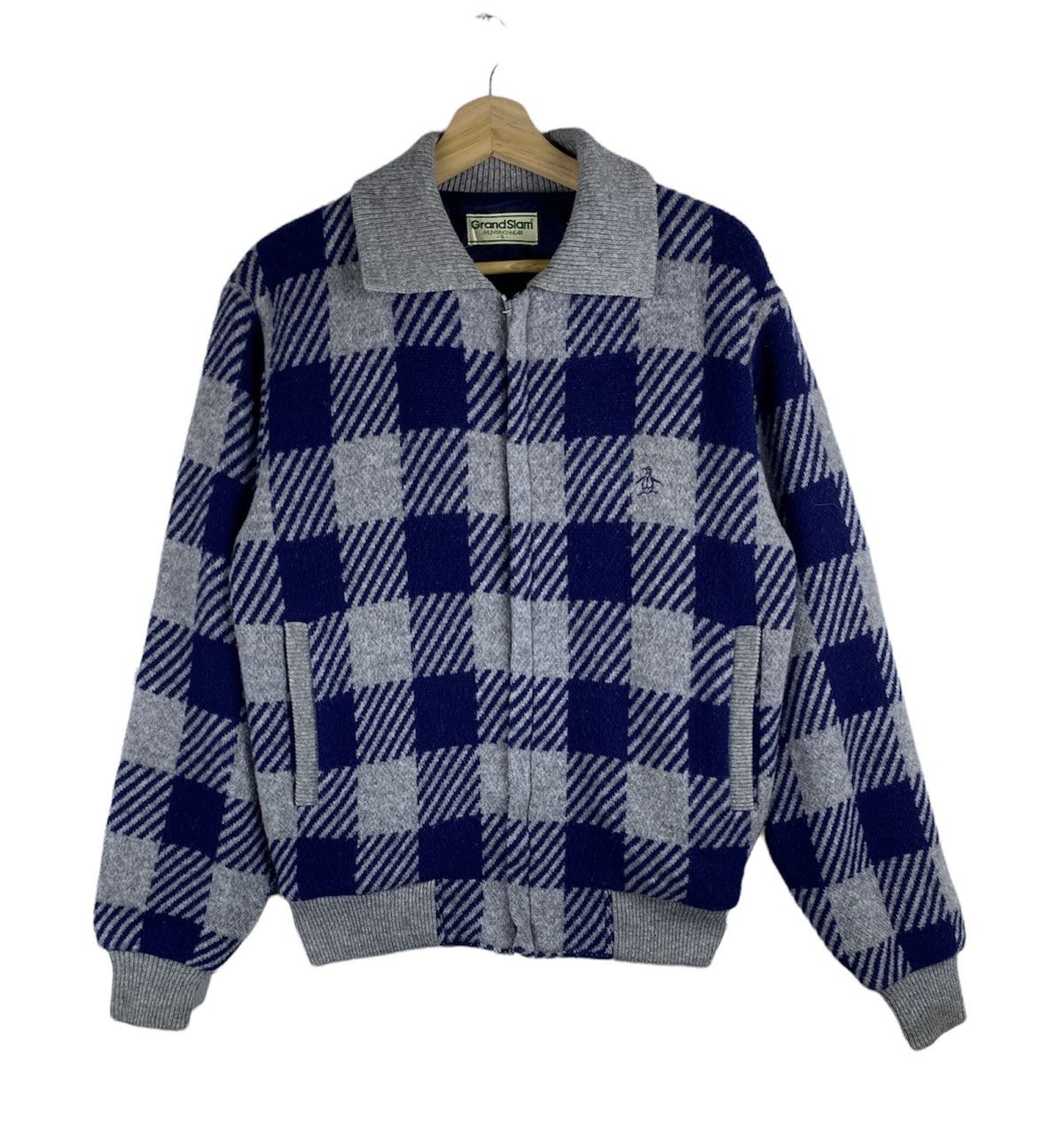 image of Grand Slam x Original Penguin Vintage Musingwear Grandslam Checkered Knitted Zip Up Jacket (Size Sm