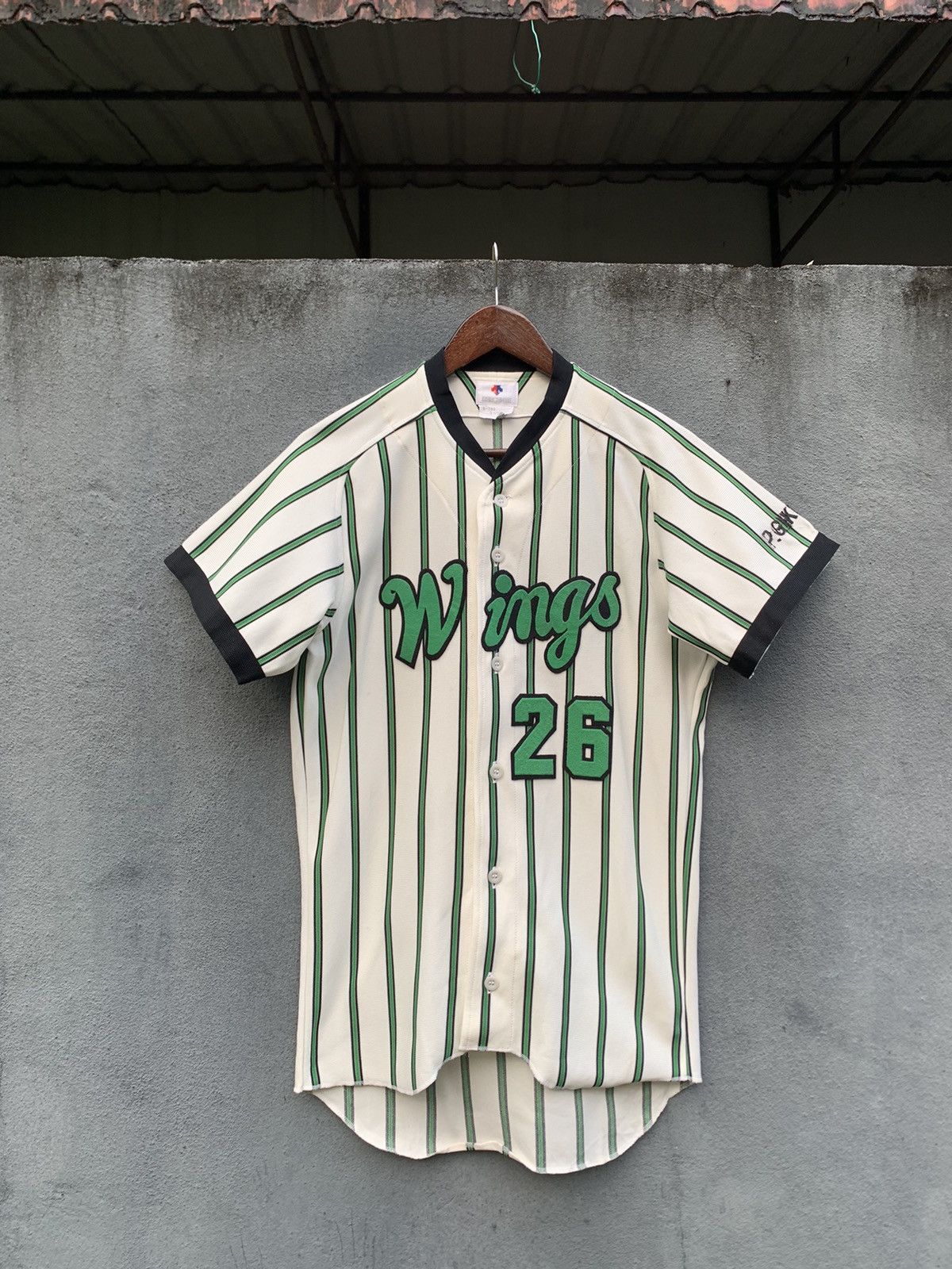 Descente ⚾️Vintage WINGS 26 Beautiful Striped Baseball Jersey Size US S / EU 44-46 / 1 - 5 Thumbnail