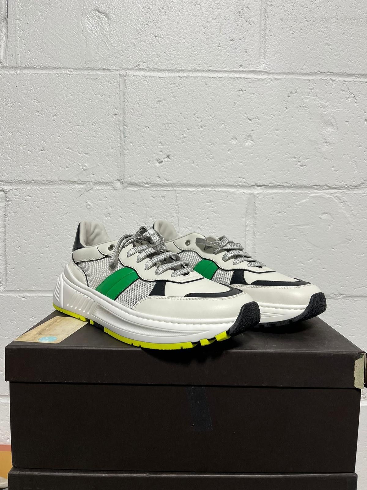 Bottega Veneta Speedster Calf Trainer in White - Black - Green Size US 11 / EU 44 - 4 Thumbnail