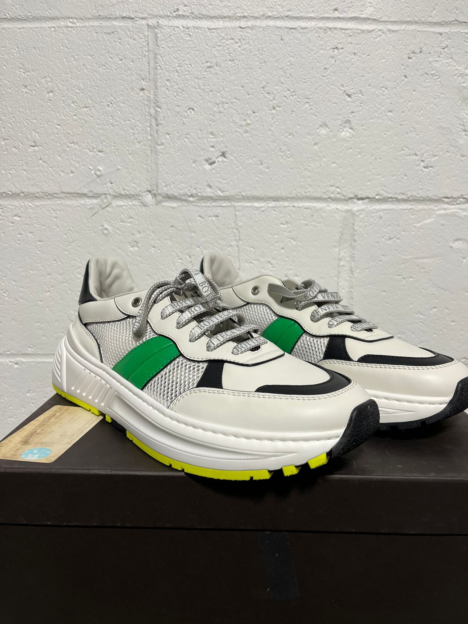 Bottega Veneta Speedster Calf Trainer in White - Black - Green Size US 11 / EU 44 - 2 Thumbnail