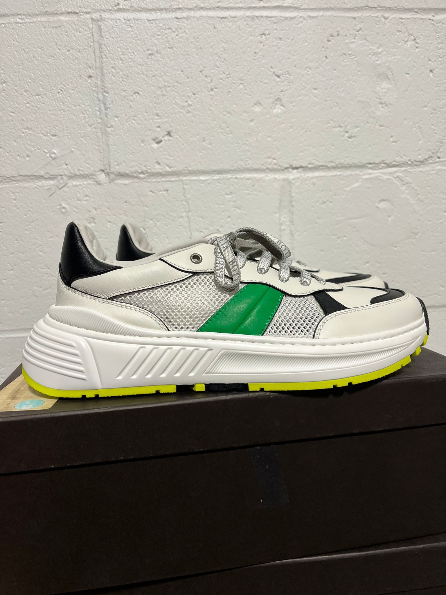 Bottega Veneta Speedster Calf Trainer in White - Black - Green Size US 11 / EU 44 - 3 Thumbnail