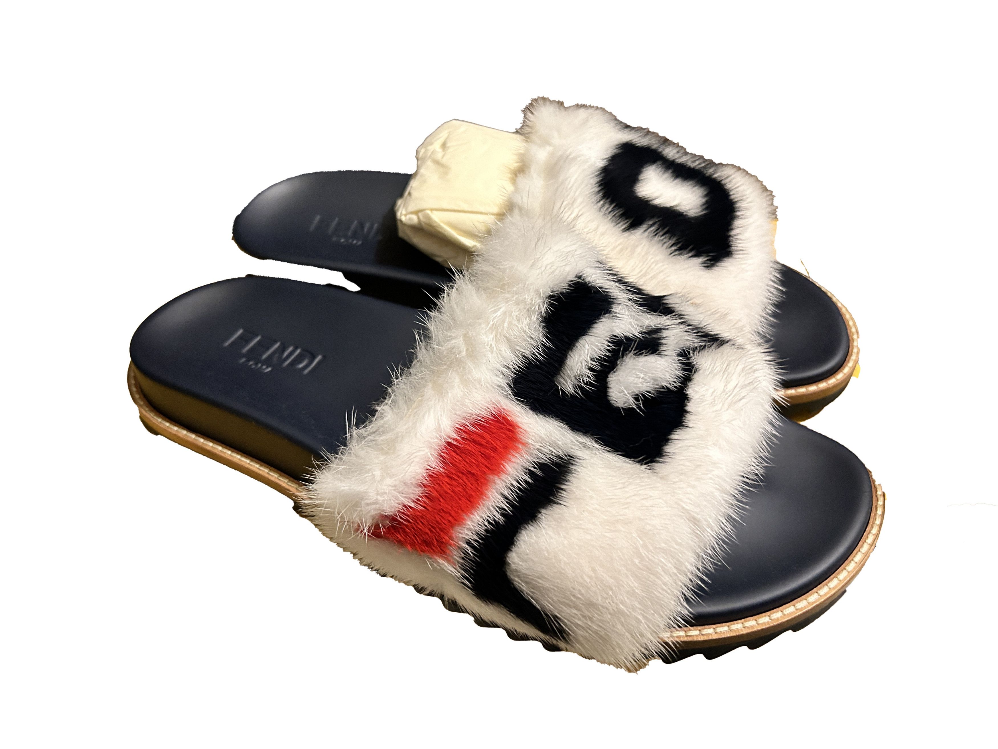 Fendi Fila x Fendi Slides Milk White "mania" Mink Slipper Fur Size US 9 / EU 42 - 2 Thumbnail