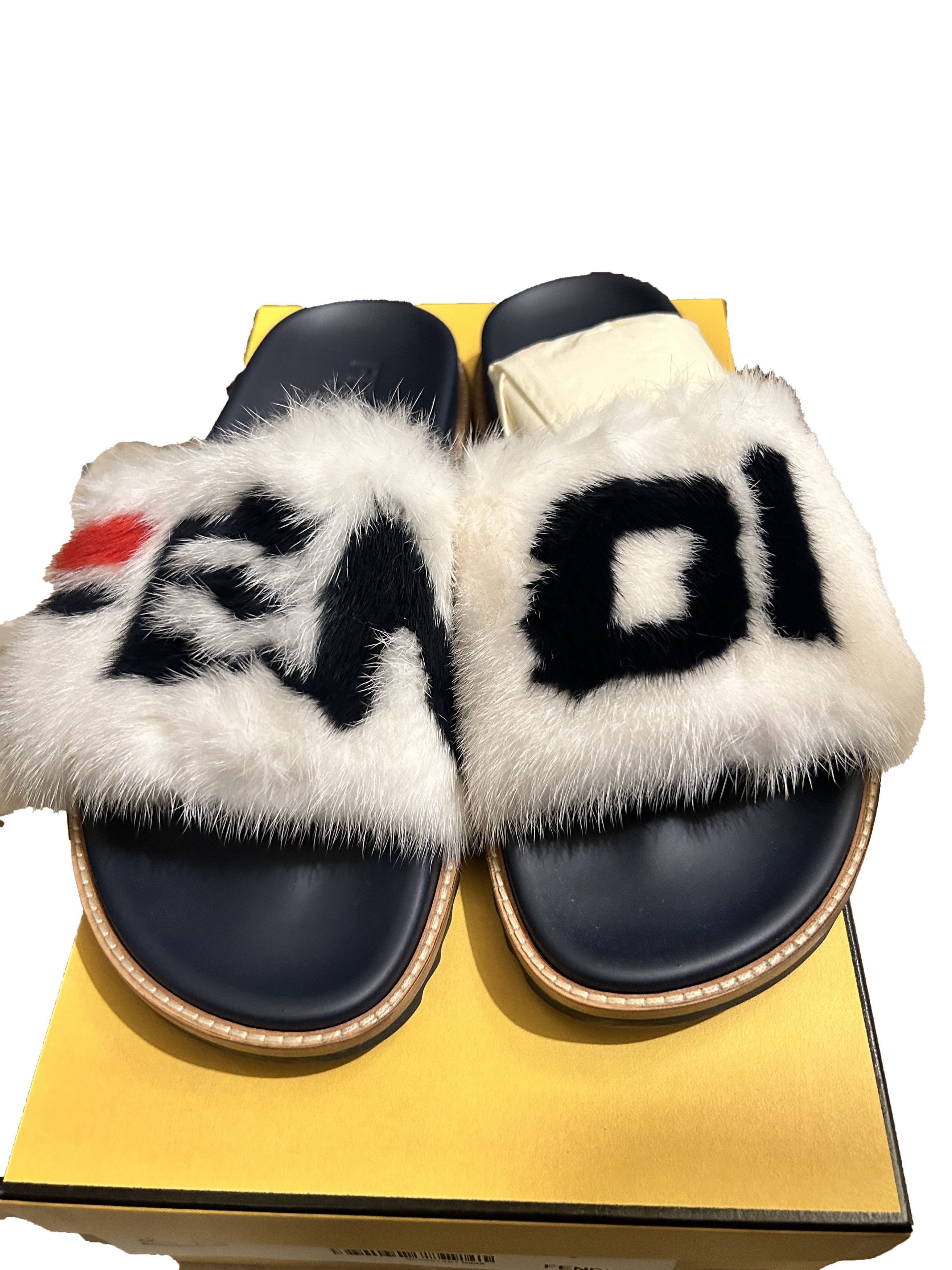 Fendi Fila x Fendi Slides Milk White "mania" Mink Slipper Fur Size US 9 / EU 42 - 1 Thumbnail