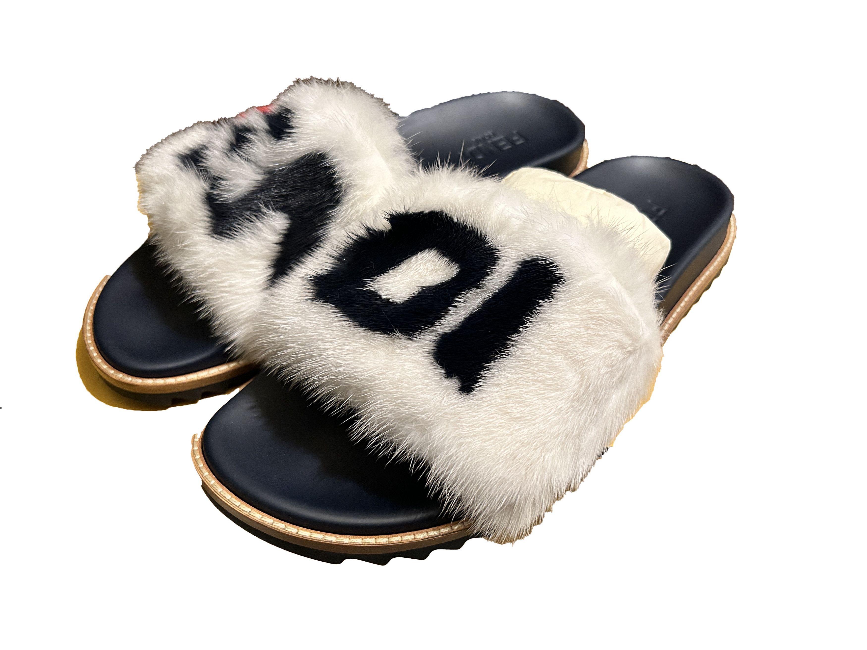Fendi Fila x Fendi Slides Milk White "mania" Mink Slipper Fur Size US 9 / EU 42 - 3 Thumbnail