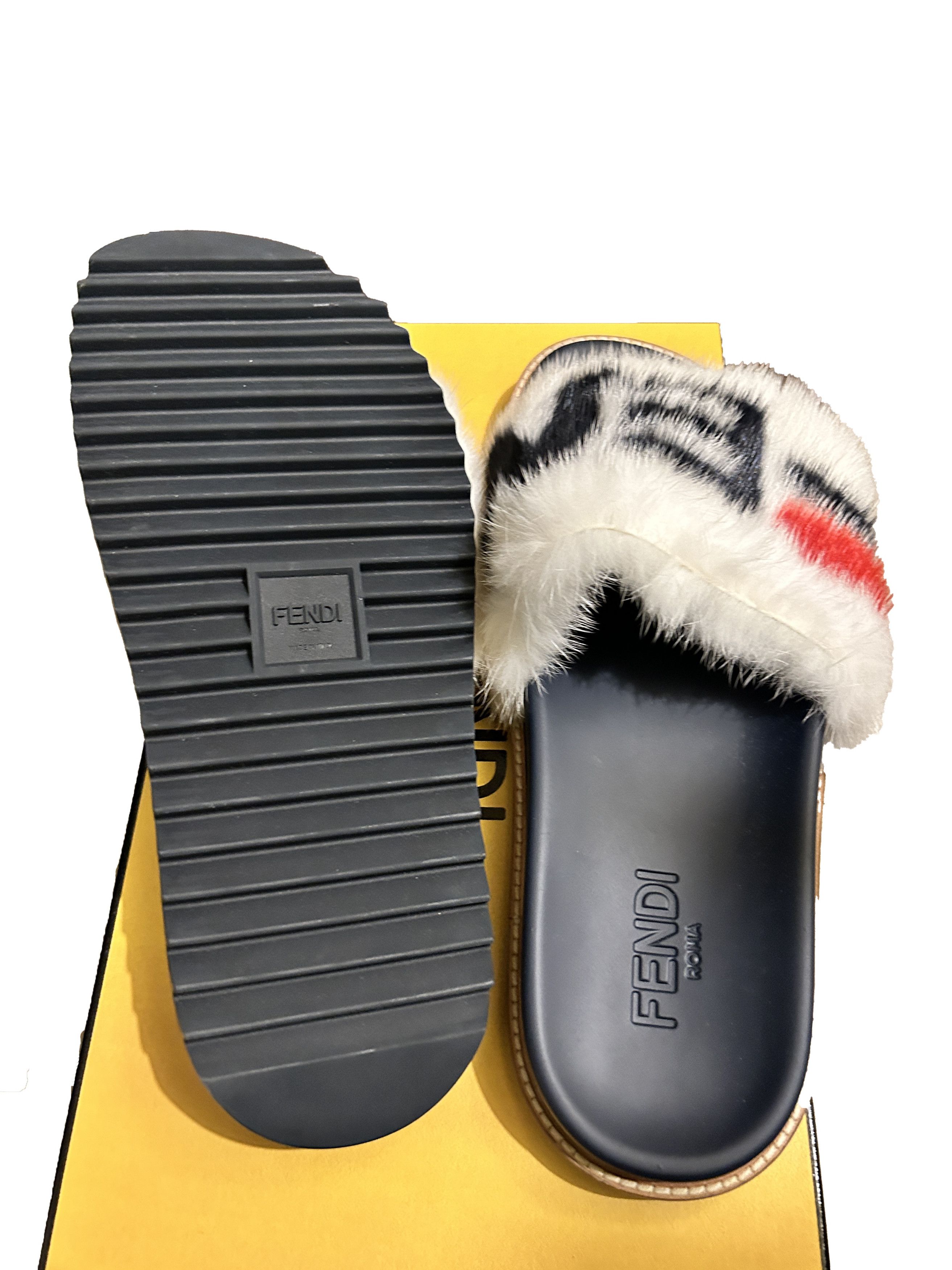 Fendi Fila x Fendi Slides Milk White "mania" Mink Slipper Fur Size US 9 / EU 42 - 6 Thumbnail