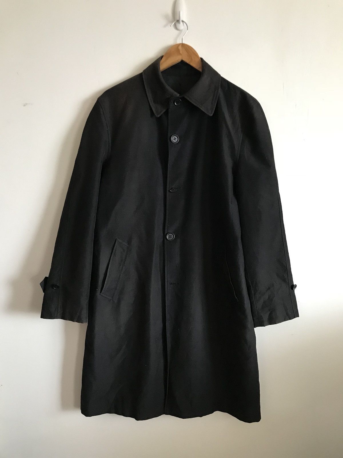 image of Yohji Yamamoto A.a.r Durban Faded Discolouration Trench in Black, Men's (Size Medium)