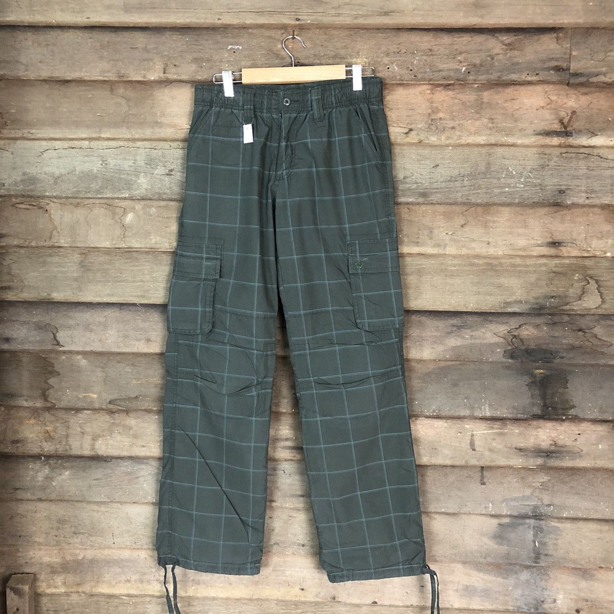 Japanese Brand DLL Piko L Grey Checkred track Cargo Multipocket Pants #1585 Size US 28 / EU 44 - 1 Thumbnail