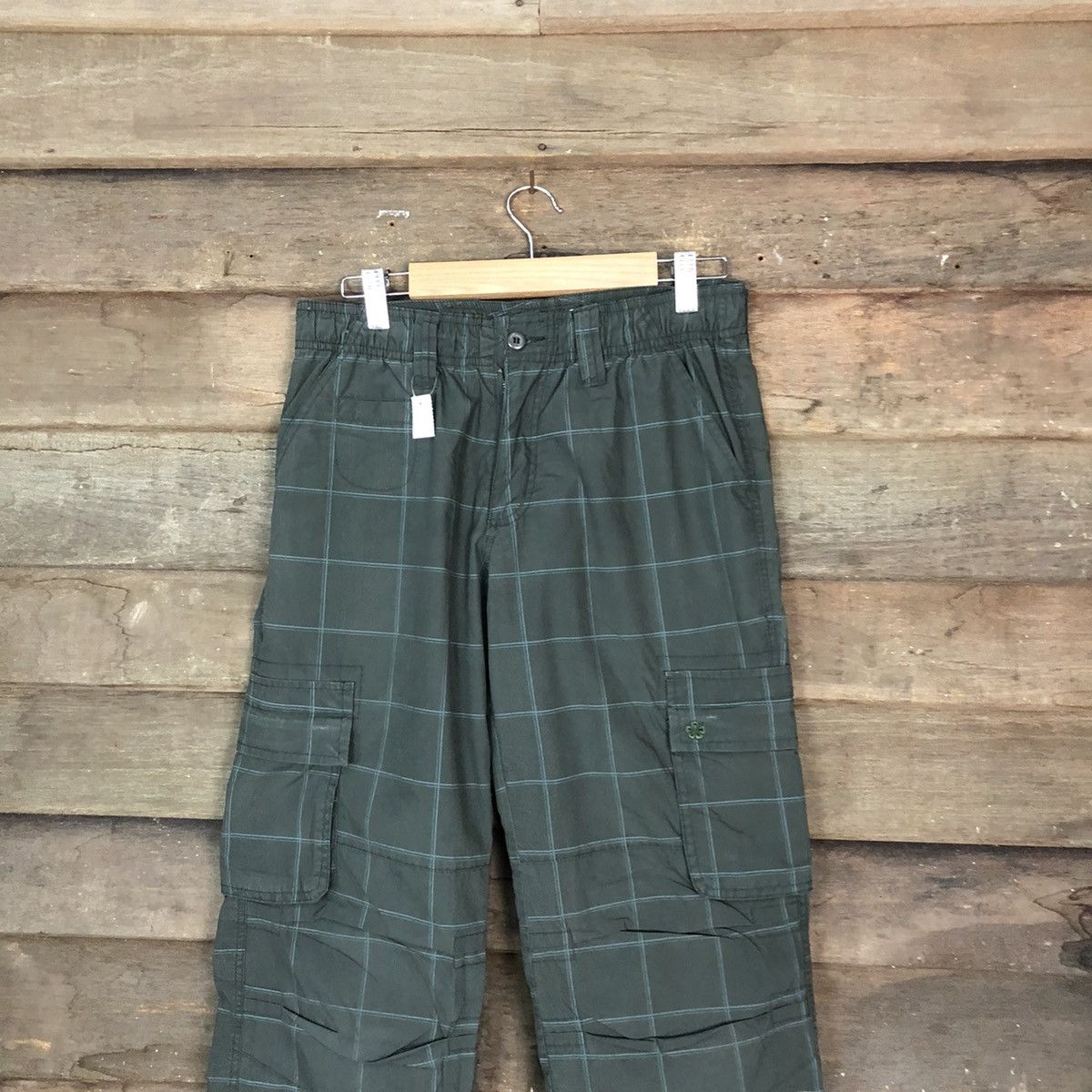 Japanese Brand DLL Piko L Grey Checkred track Cargo Multipocket Pants #1585 Size US 28 / EU 44 - 2 Thumbnail