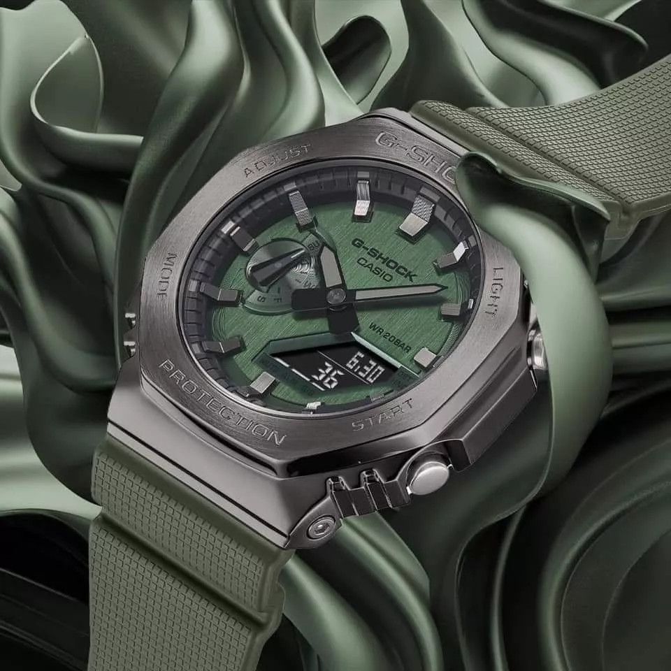 G-SHOCK　GM−2100B−3AJF GM2100B-3A | Green & Silver Stainless Steel Watch | CASIO