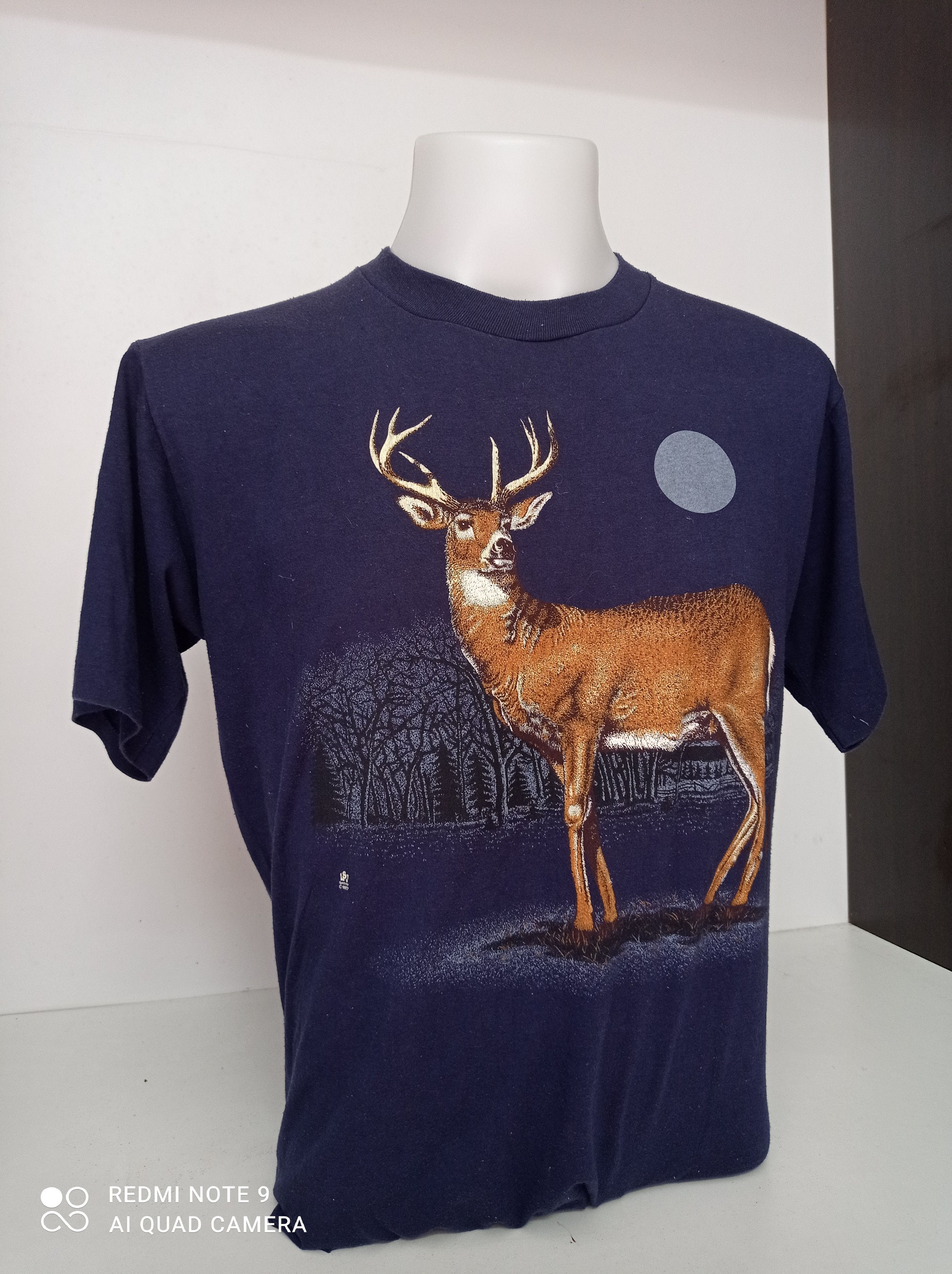 Hunter × Vintage Vintage 80's hunting deer at night tee Size US XL / EU 56 / 4 - 2 Thumbnail