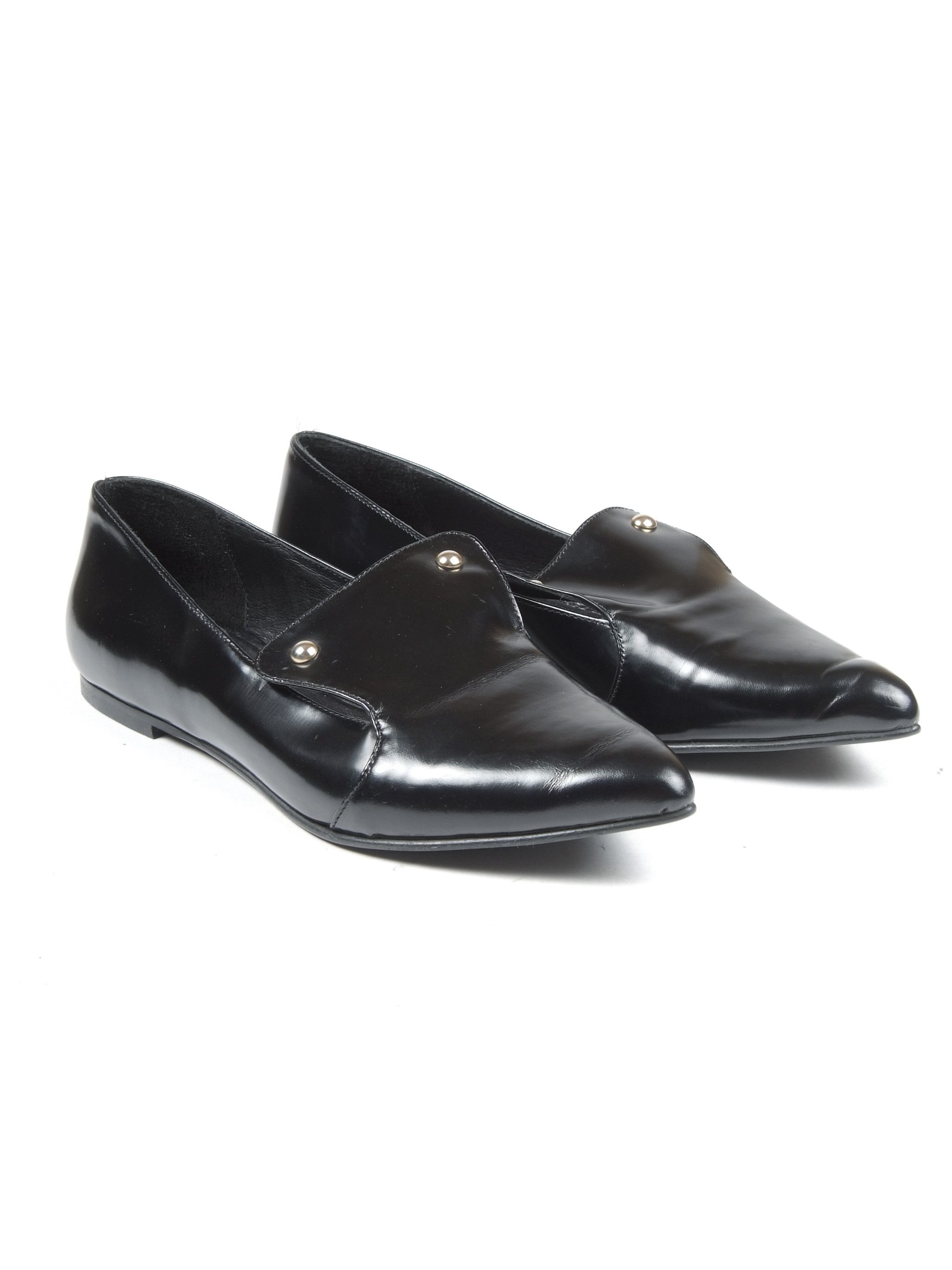 Just Cavalli Just Cavalli Black Leather Point Toe Flat Shoes EU 38 Size US 8 / IT 38 - 2 Thumbnail
