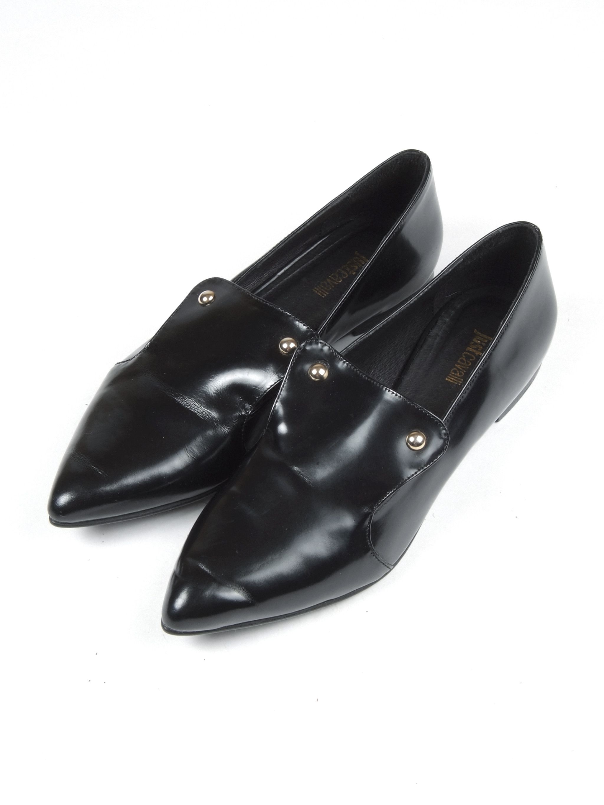 Just Cavalli Just Cavalli Black Leather Point Toe Flat Shoes EU 38 Size US 8 / IT 38 - 1 Thumbnail