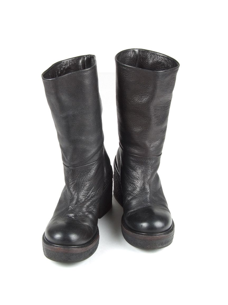 Ma+ Marsell Mid Calf Chunky Combat Pull On Boots Black Leather Size US 6 / IT 36 - 4 Thumbnail