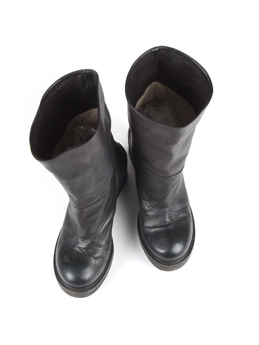 Ma+ Marsell Mid Calf Chunky Combat Pull On Boots Black Leather Size US 6 / IT 36 - 8 Thumbnail