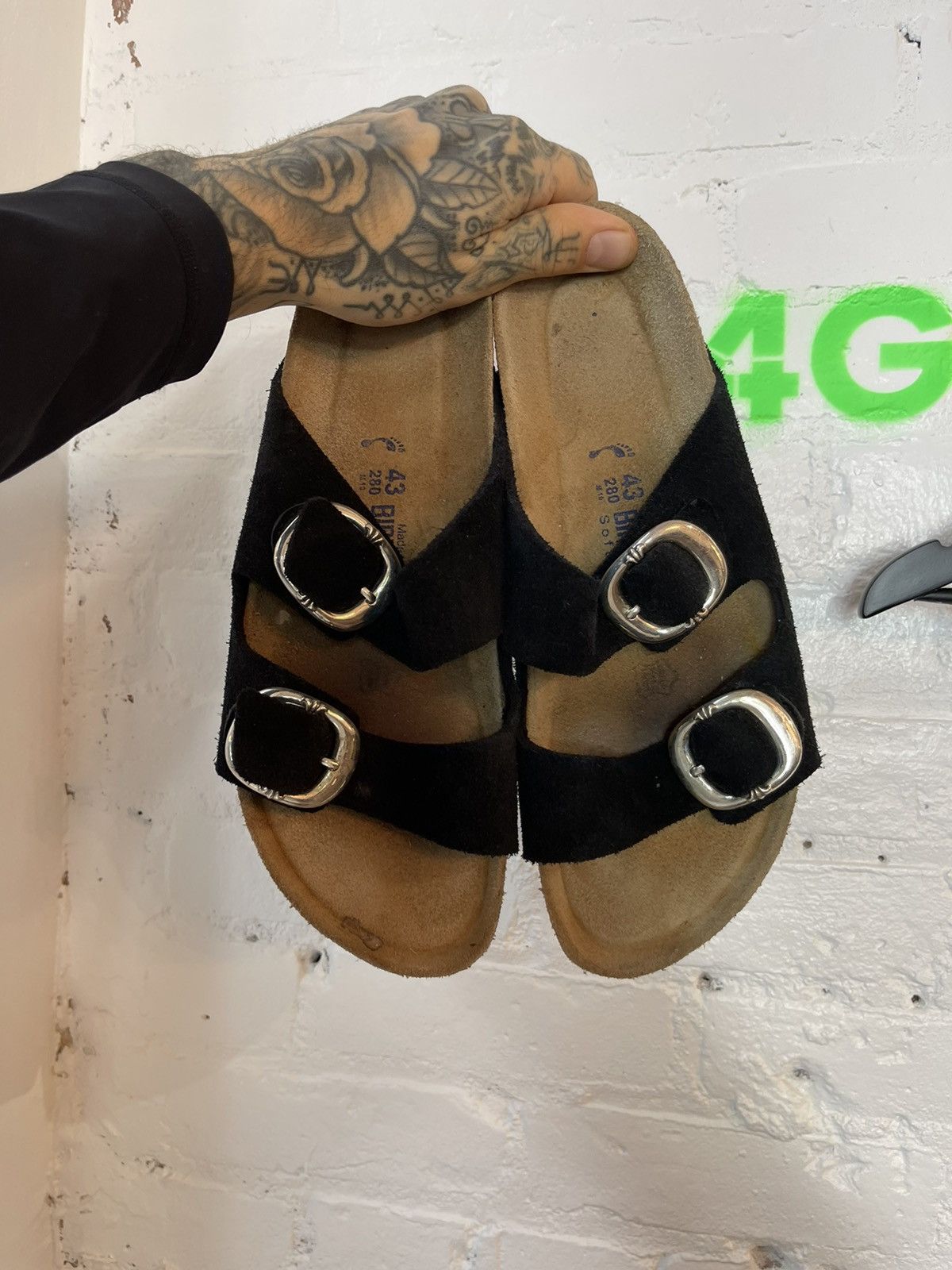 image of Birkenstock Suede / Silver Sandals Shoes 43 in Black, Men's (Size 10)