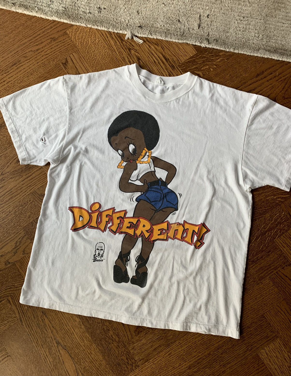 image of Vintage Black Betty Boop T-Shit White XL Different 90's Skin, Men's