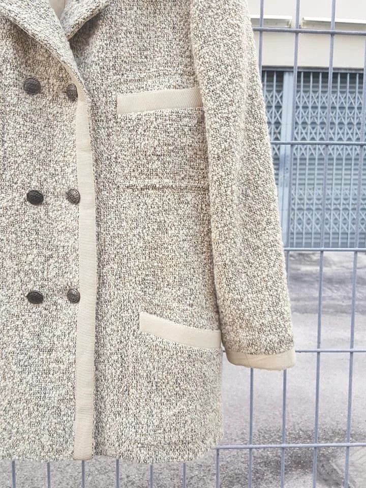 Chanel CHANEL Boutique Tweed Wool Salt Pepper Double Breasted Coat Size M / US 6-8 / IT 42-44 - 19 Thumbnail