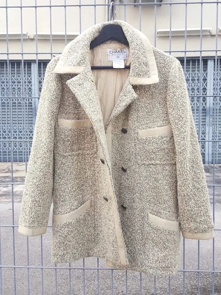 Chanel CHANEL Boutique Tweed Wool Salt Pepper Double Breasted Coat Size M / US 6-8 / IT 42-44 - 3 Thumbnail
