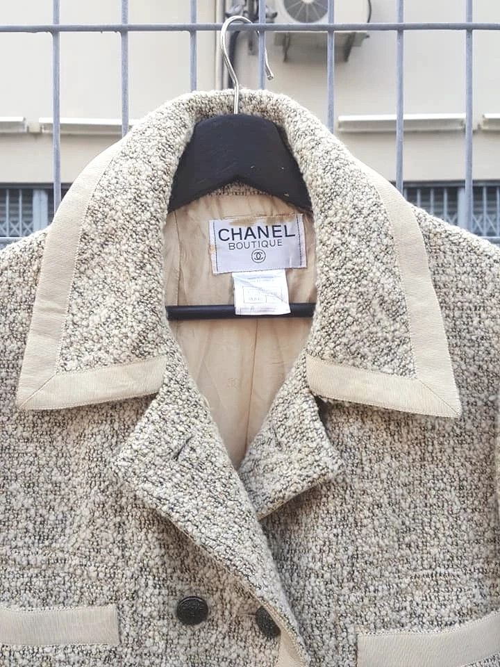 Chanel CHANEL Boutique Tweed Wool Salt Pepper Double Breasted Coat Size M / US 6-8 / IT 42-44 - 8 Thumbnail