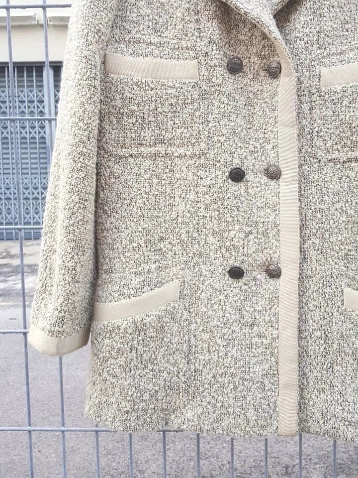 Chanel CHANEL Boutique Tweed Wool Salt Pepper Double Breasted Coat Size M / US 6-8 / IT 42-44 - 18 Thumbnail