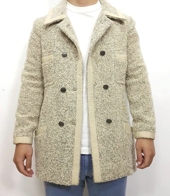 Chanel CHANEL Boutique Tweed Wool Salt Pepper Double Breasted Coat Size M / US 6-8 / IT 42-44 - 23 Thumbnail