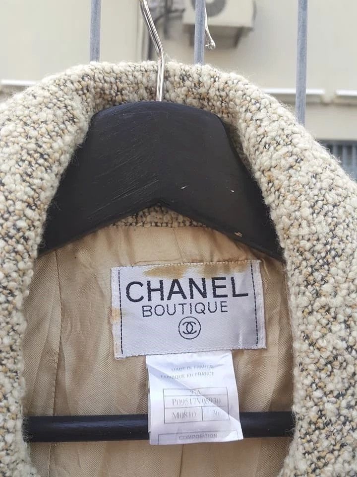 Chanel CHANEL Boutique Tweed Wool Salt Pepper Double Breasted Coat Size M / US 6-8 / IT 42-44 - 9 Thumbnail