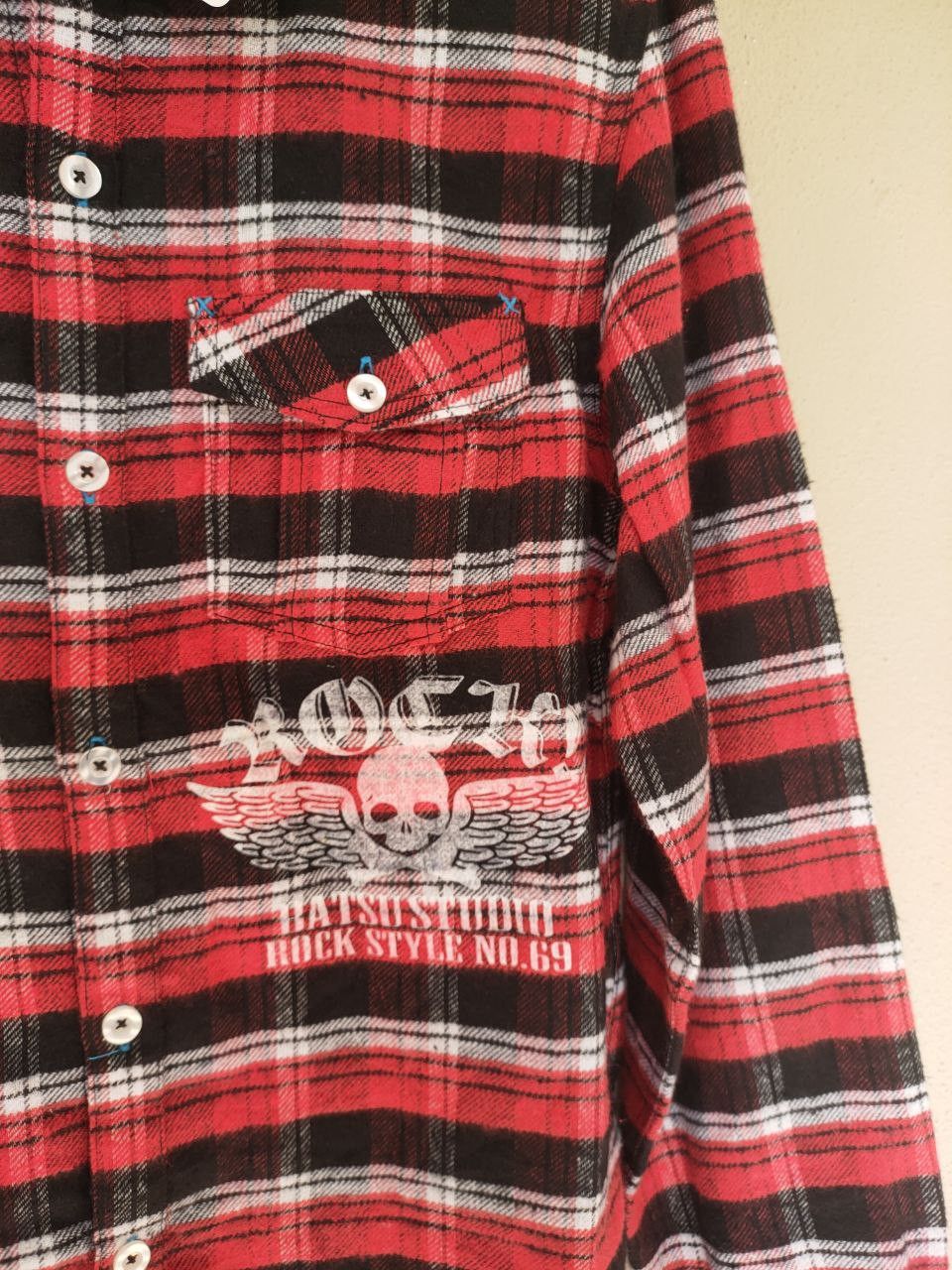 Japanese Brand ❎ DEADSTOCK Batsu Studio Skull Printed Flannel Size US S / EU 44-46 / 1 - 3 Thumbnail