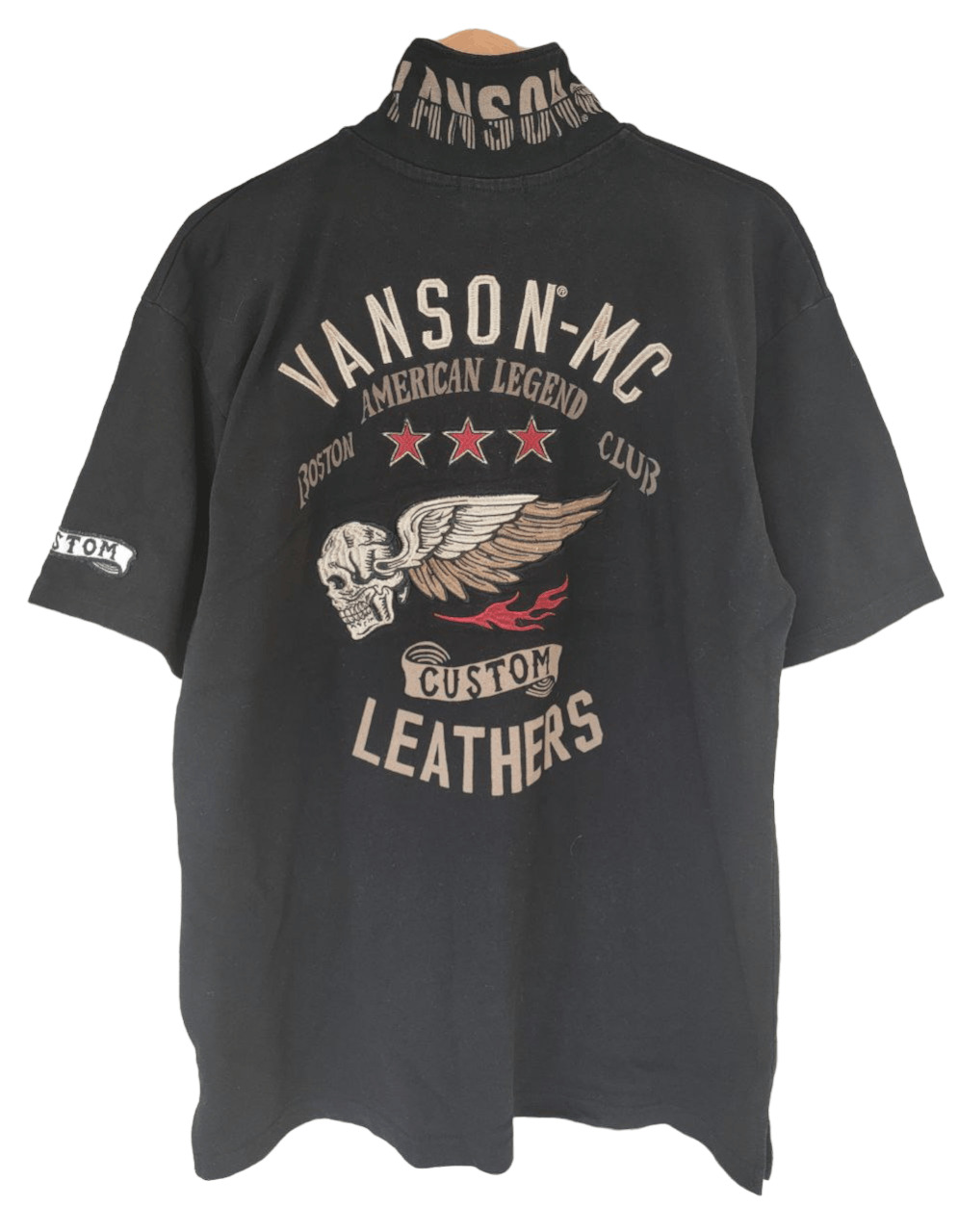 Image of Skulls x Vanson Leathers Vansons Embroidered Polo T in Black, Men's (Size XL)