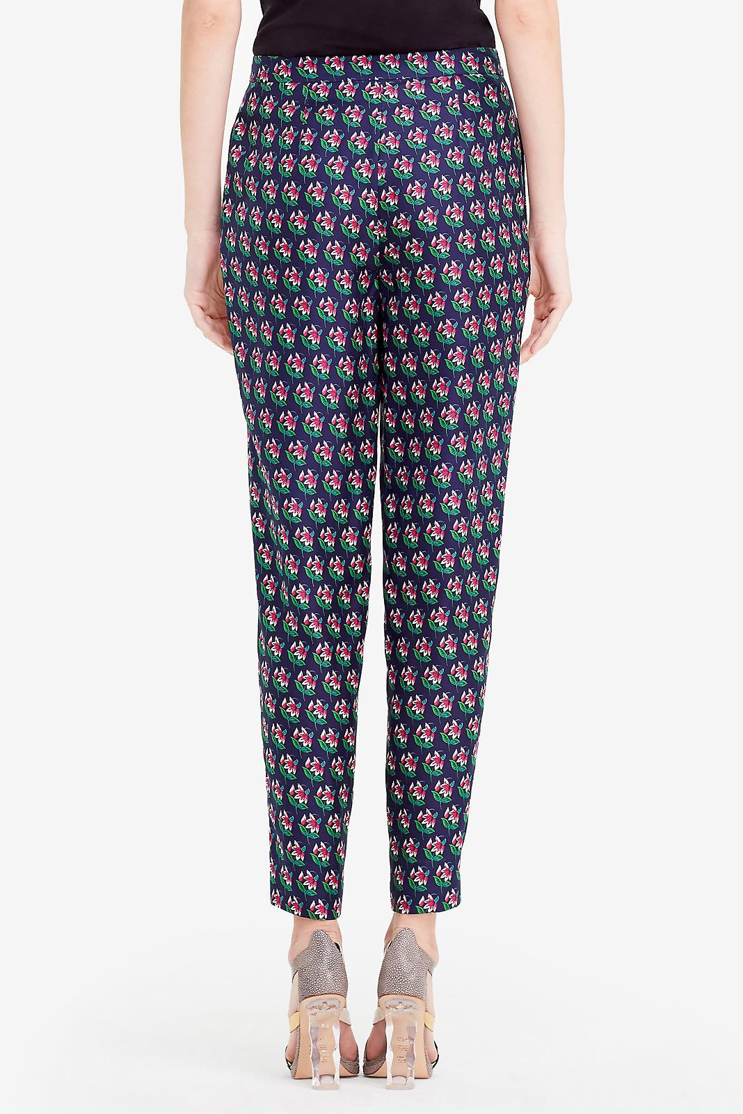 Diane von Furstenberg DIANE VON FURSTENBERG Leni floral navy silk pants trousers 6 Size 28" / US 6 / IT 42 - 3 Thumbnail