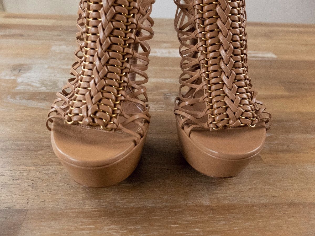 Alexander McQueen ALEXANDER MCQUEEN nude strappy leather cage platform sandals Size US 6 / IT 36 - 3 Thumbnail