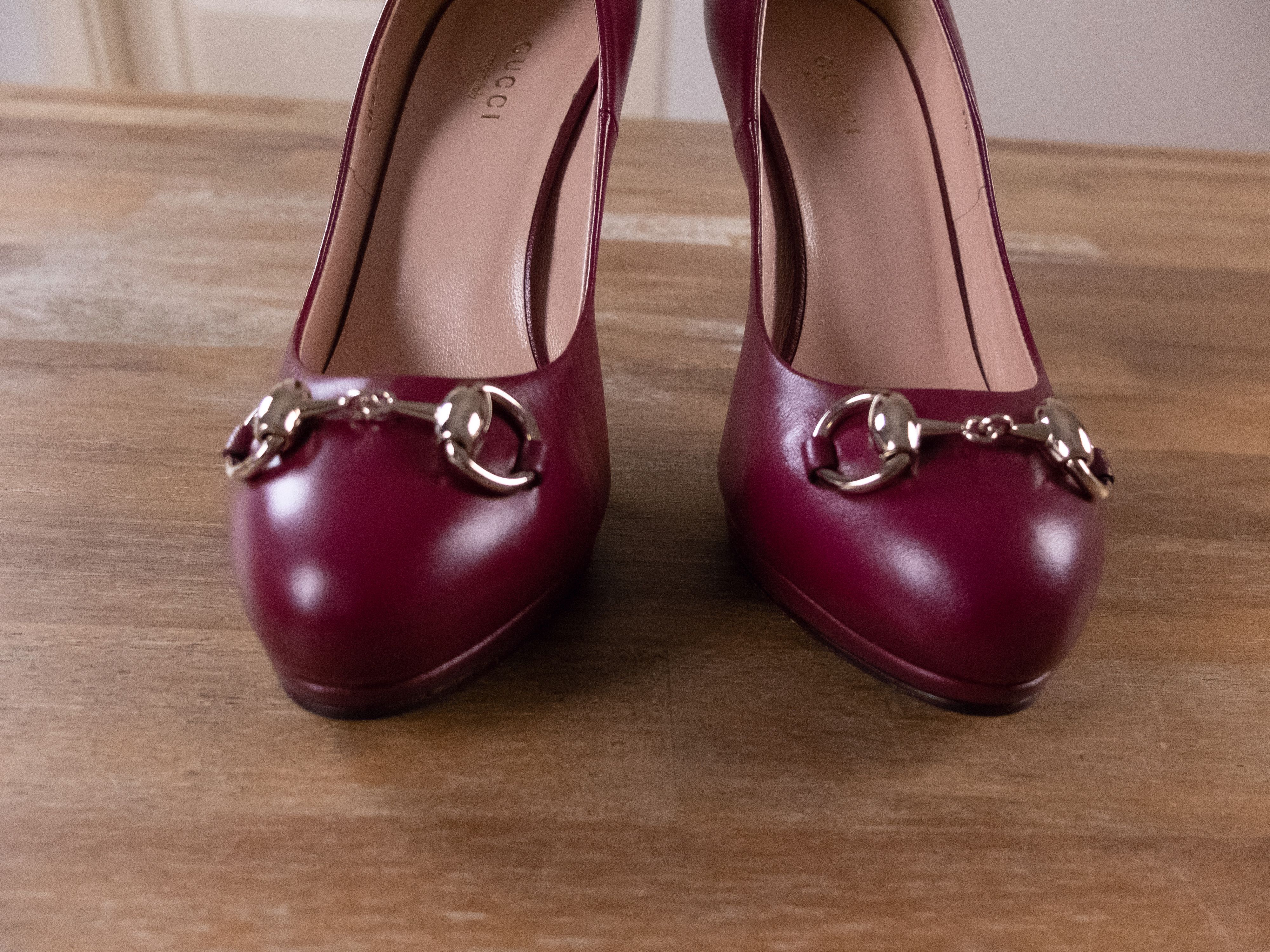 Gucci GUCCI Jolene red burgundy horsebit leather pumps shoes 36.5 Size US 6.5 / IT 36.5 - 3 Thumbnail