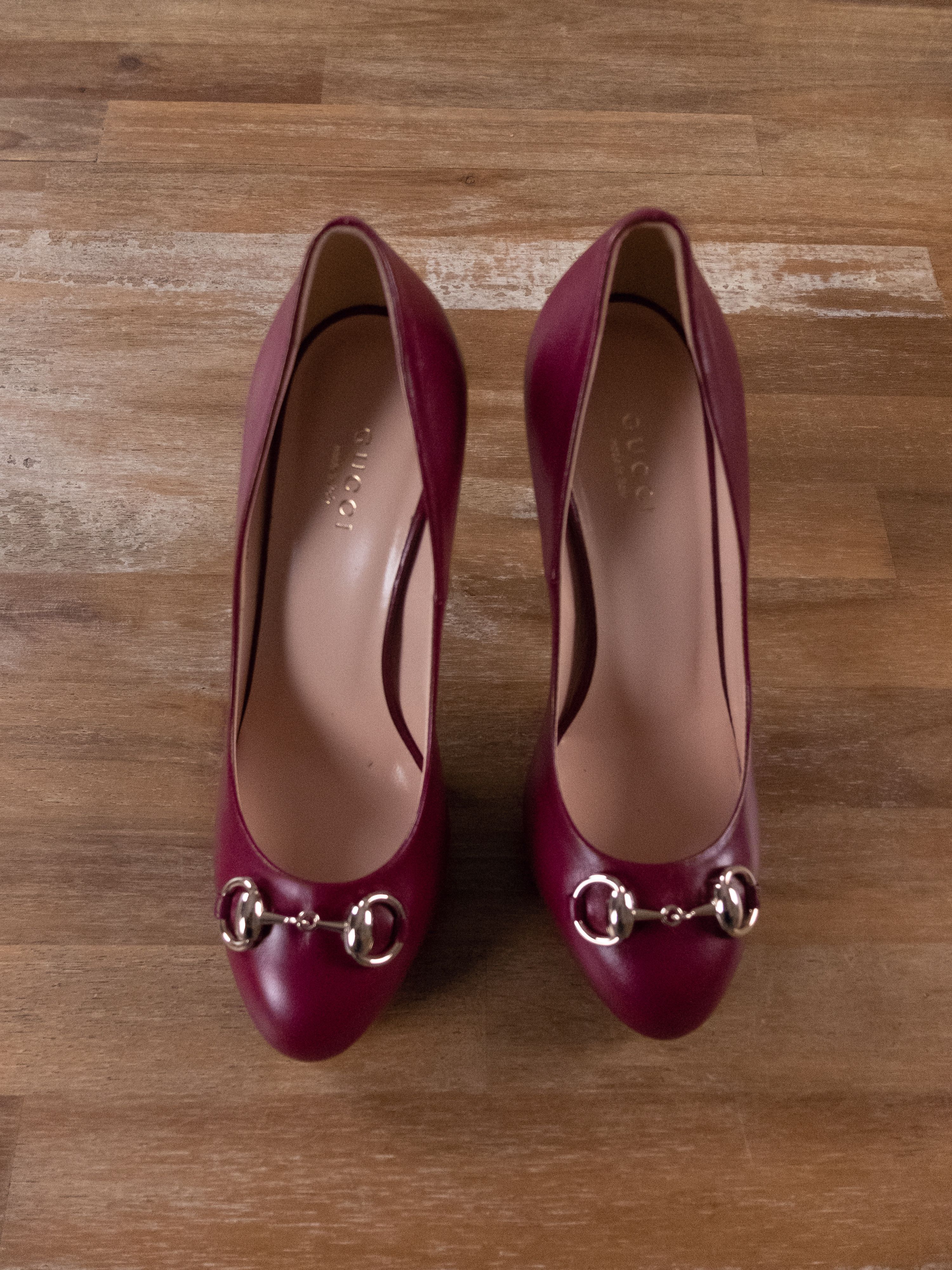 Gucci GUCCI Jolene red burgundy horsebit leather pumps shoes 36.5 Size US 6.5 / IT 36.5 - 2 Thumbnail
